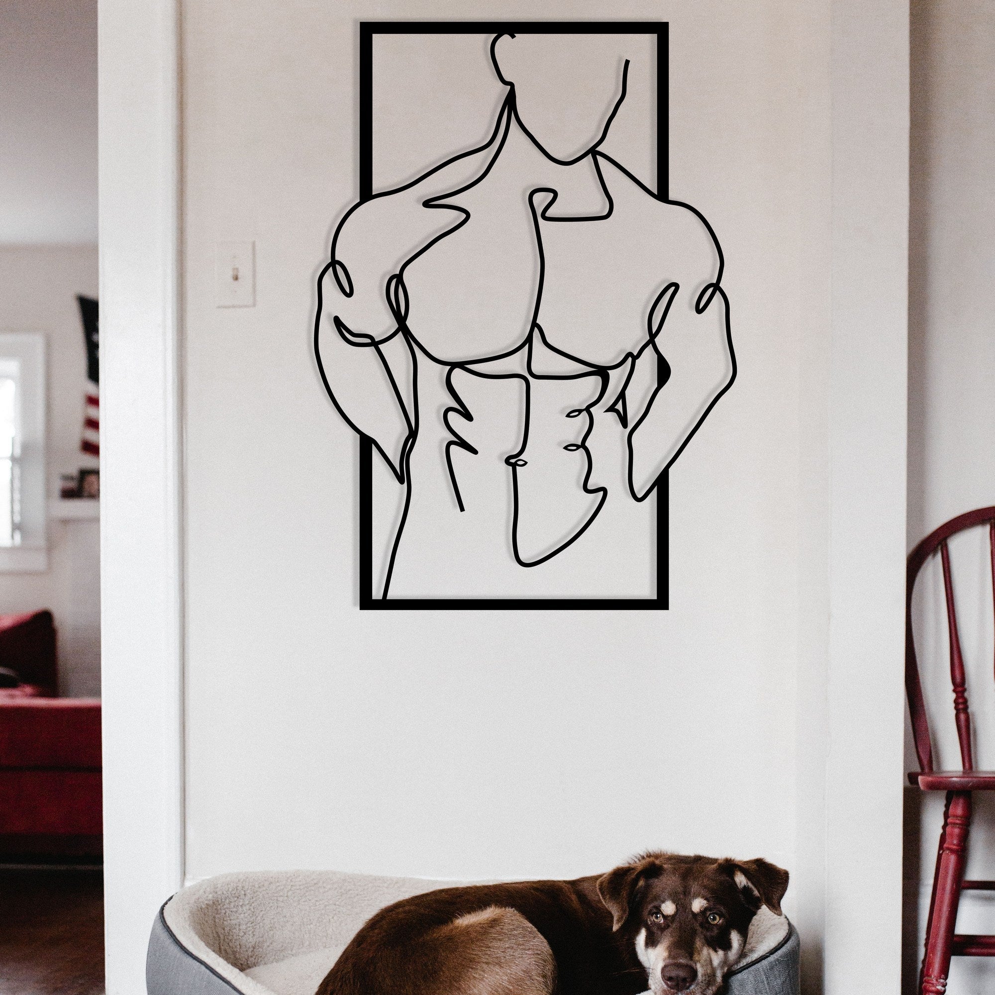 Homem Musculado – Acessório Decorativo de Parede em Metal Preto (36 x 50 cm)
