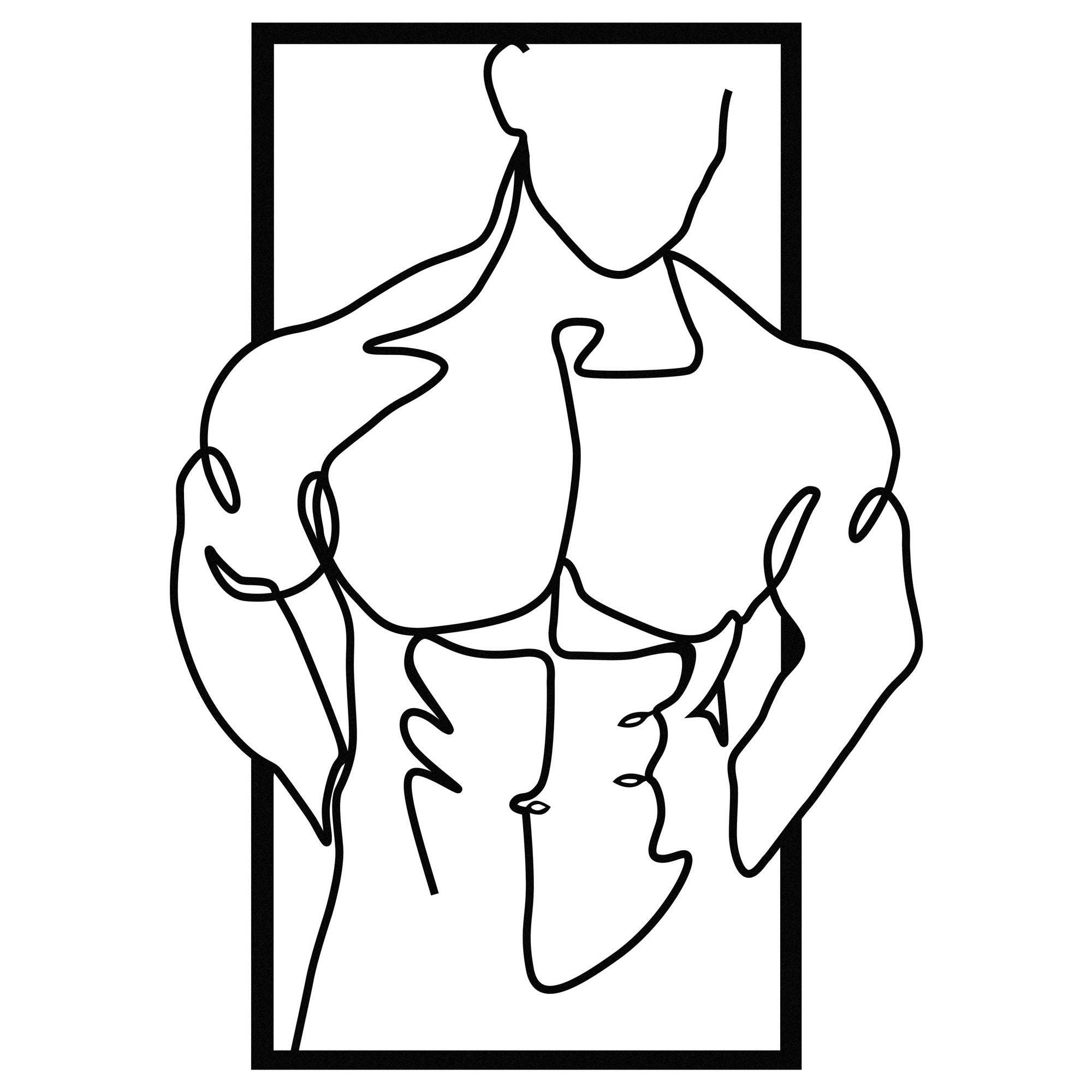 Homem Musculado – Acessório Decorativo de Parede em Metal Preto (36 x 50 cm)
