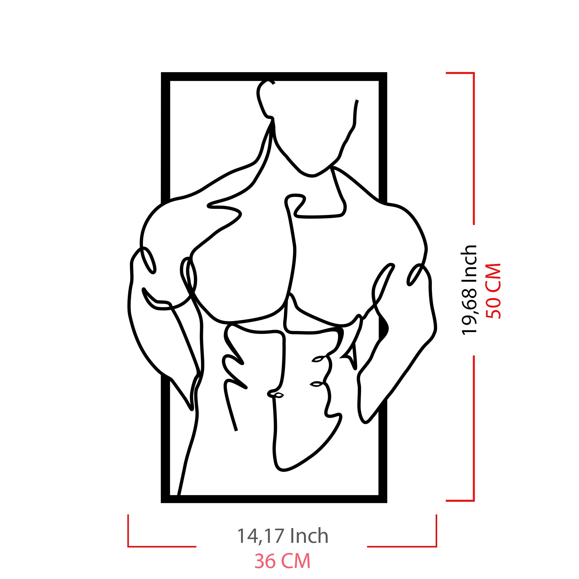 Homem Musculado – Acessório Decorativo de Parede em Metal Preto (36 x 50 cm)