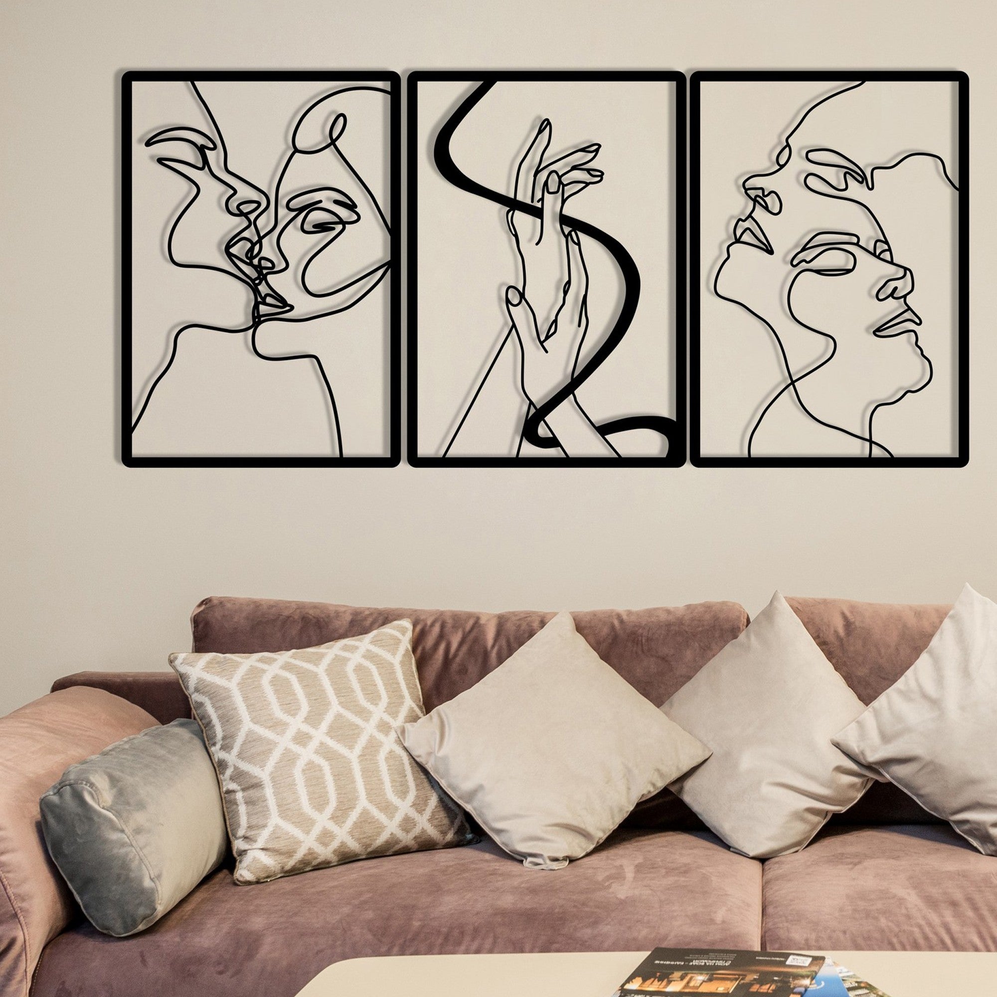 Acessório de parede decorativo de metal preto elegante, 109 x 50 cm | 100% metal, 1,2 mm de espessura | Perfeito para decoração moderna de casa e escritórios