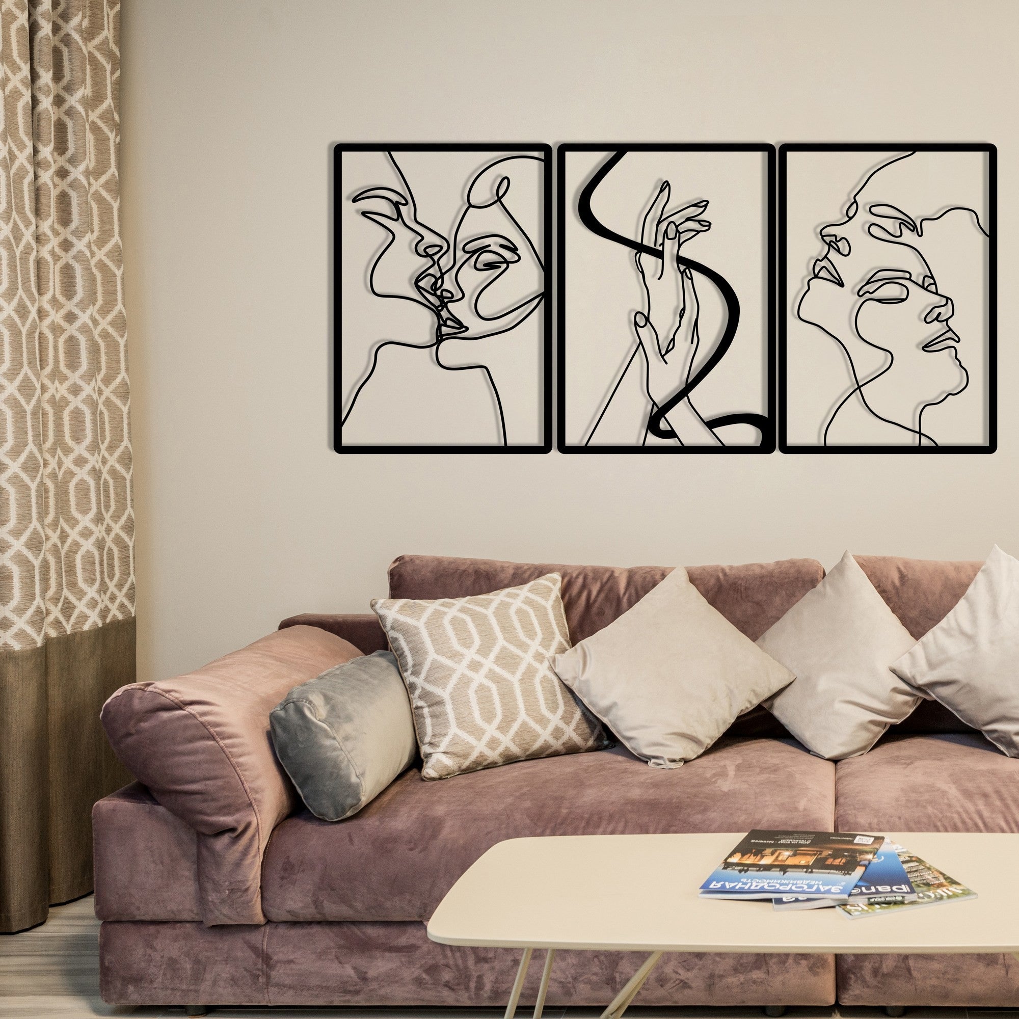 Acessório de parede decorativo de metal preto elegante, 109 x 50 cm | 100% metal, 1,2 mm de espessura | Perfeito para decoração moderna de casa e escritórios