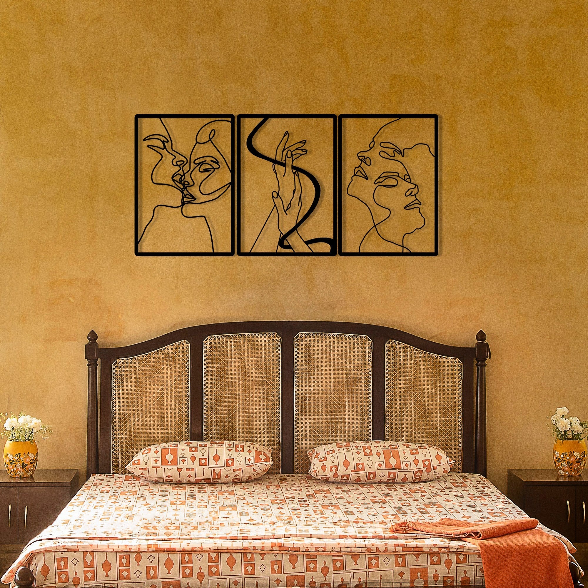 Acessório de parede decorativo de metal preto elegante, 109 x 50 cm | 100% metal, 1,2 mm de espessura | Perfeito para decoração moderna de casa e escritórios