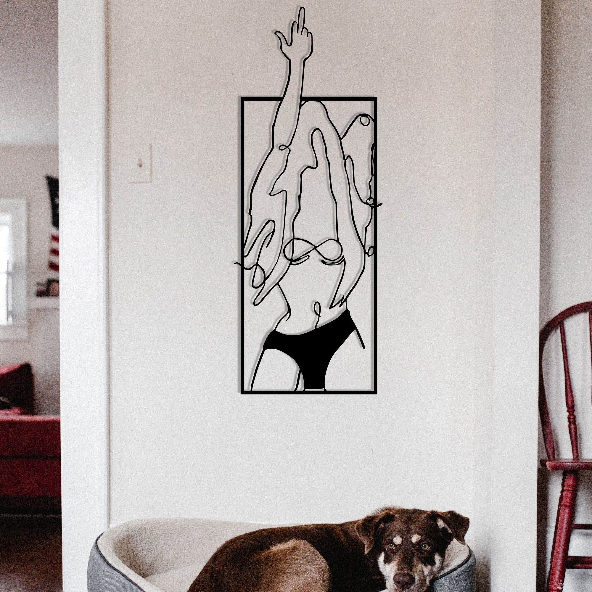 Cool Woman 1 — Acessório Decorativo de Parede em Metal Preto, 24 x 63 cm