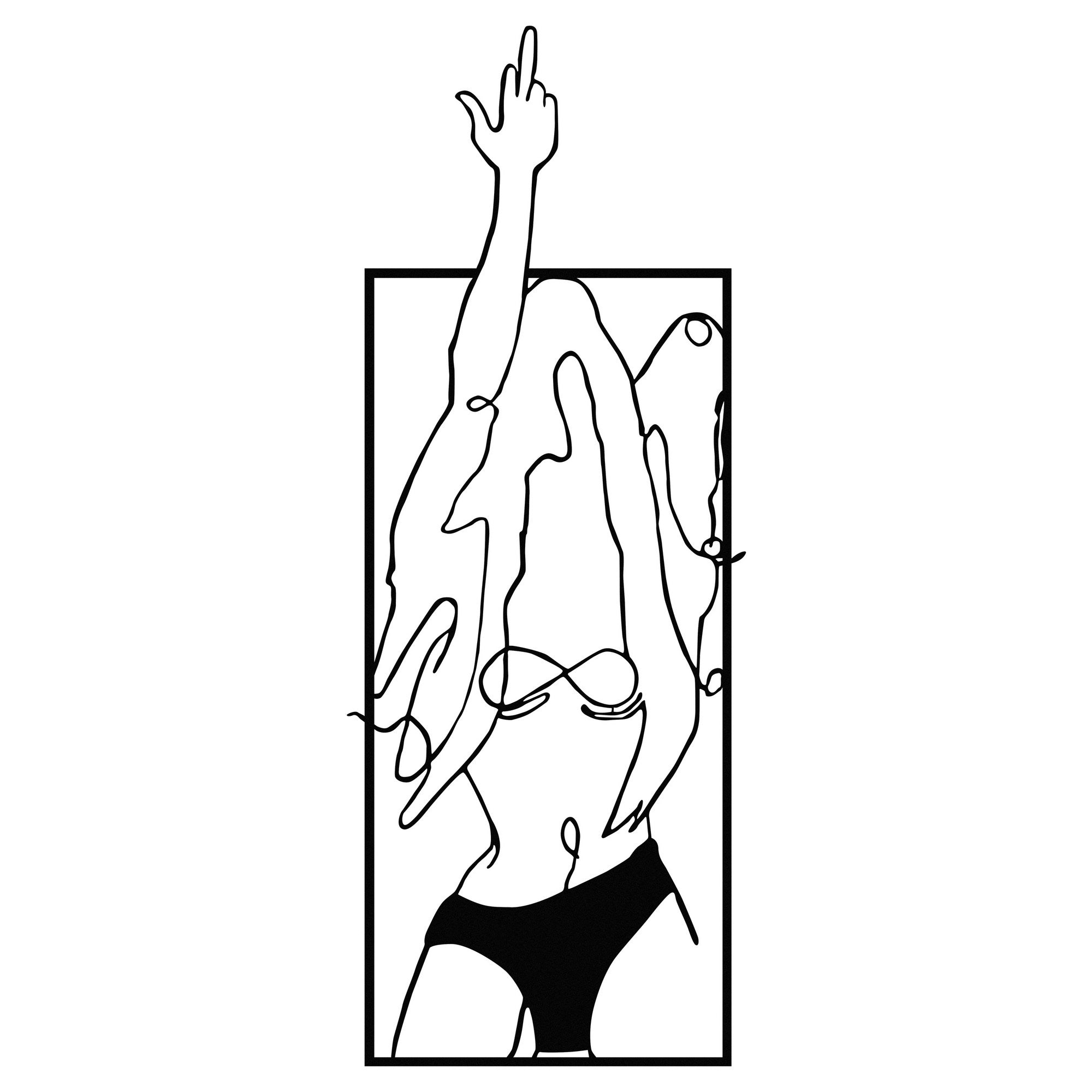 Cool Woman 1 — Acessório Decorativo de Parede em Metal Preto, 24 x 63 cm