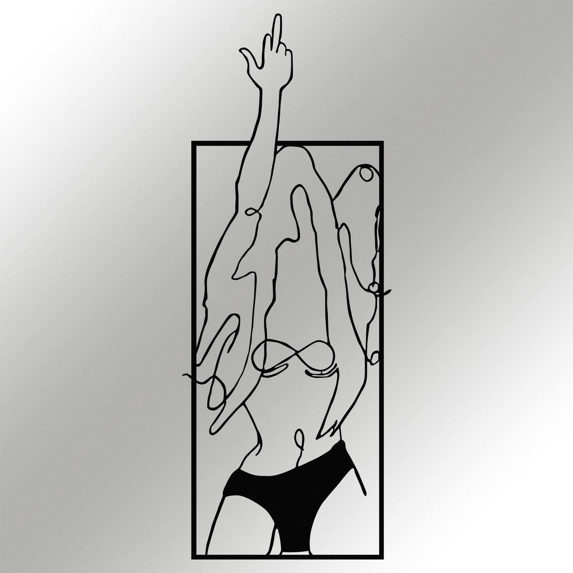 Cool Woman 1 — Acessório Decorativo de Parede em Metal Preto, 24 x 63 cm