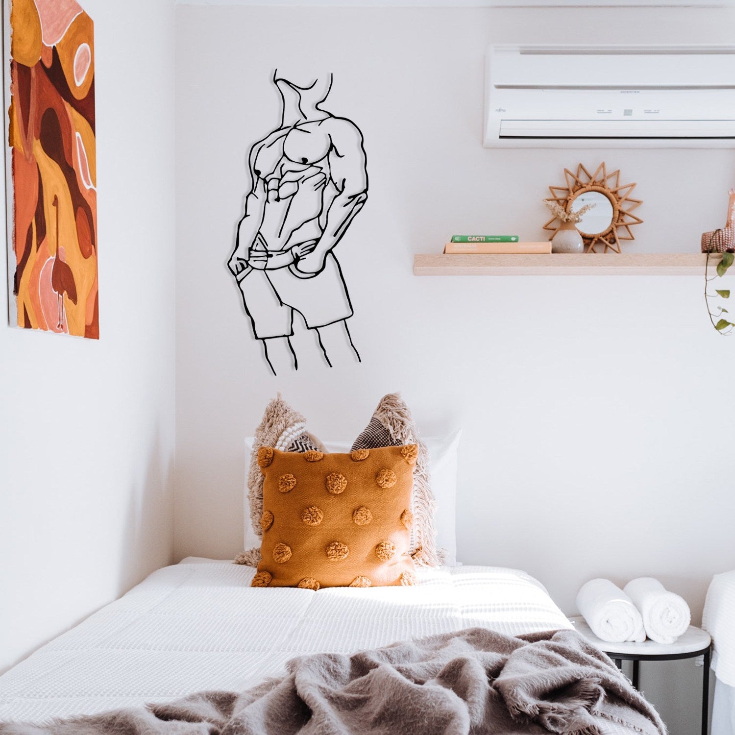Cool Man 1 – Acessório Decorativo de Parede em Metal Preto (100% metal, 1,2 mm), 32 x 69 cm