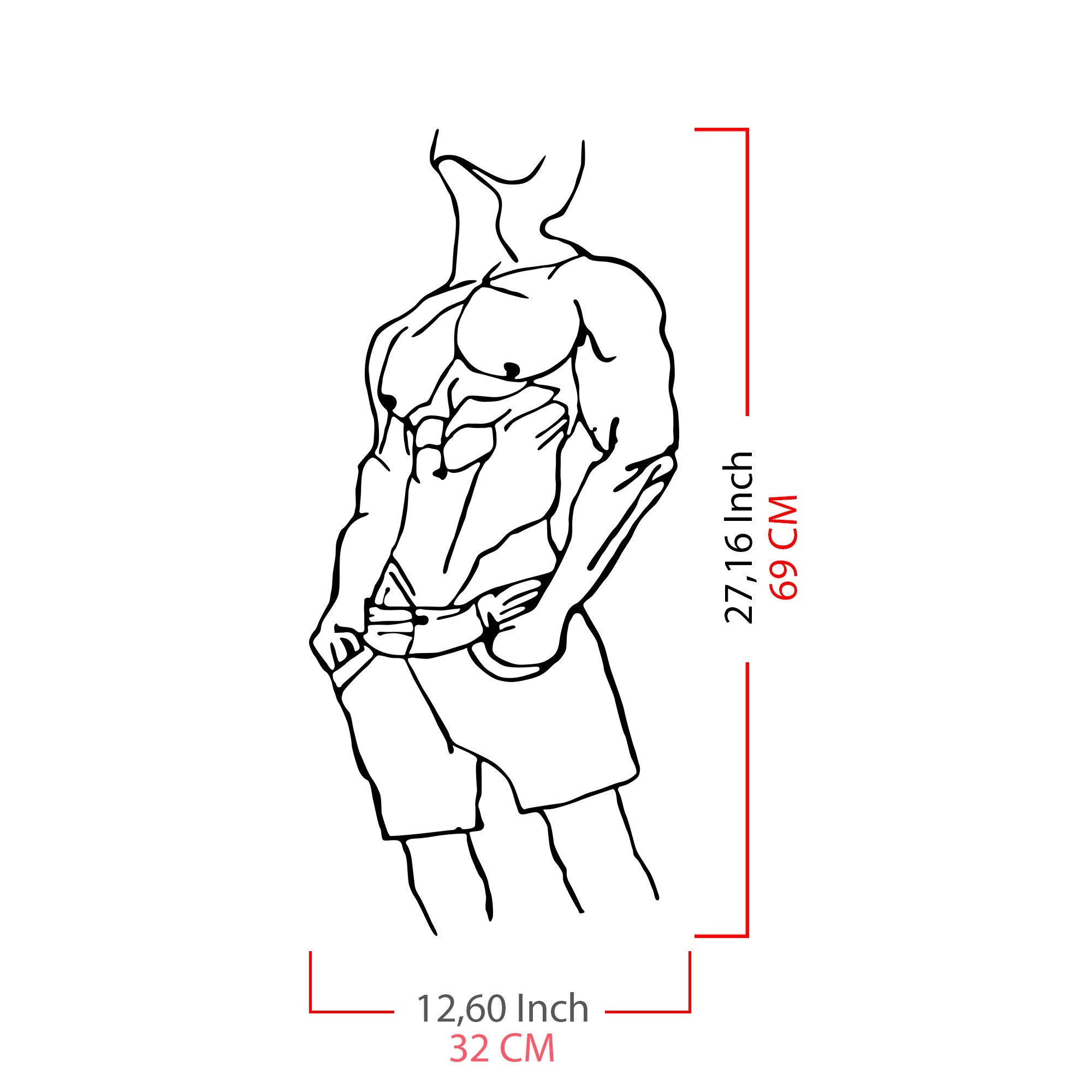 Cool Man 1 – Acessório Decorativo de Parede em Metal Preto (100% metal, 1,2 mm), 32 x 69 cm