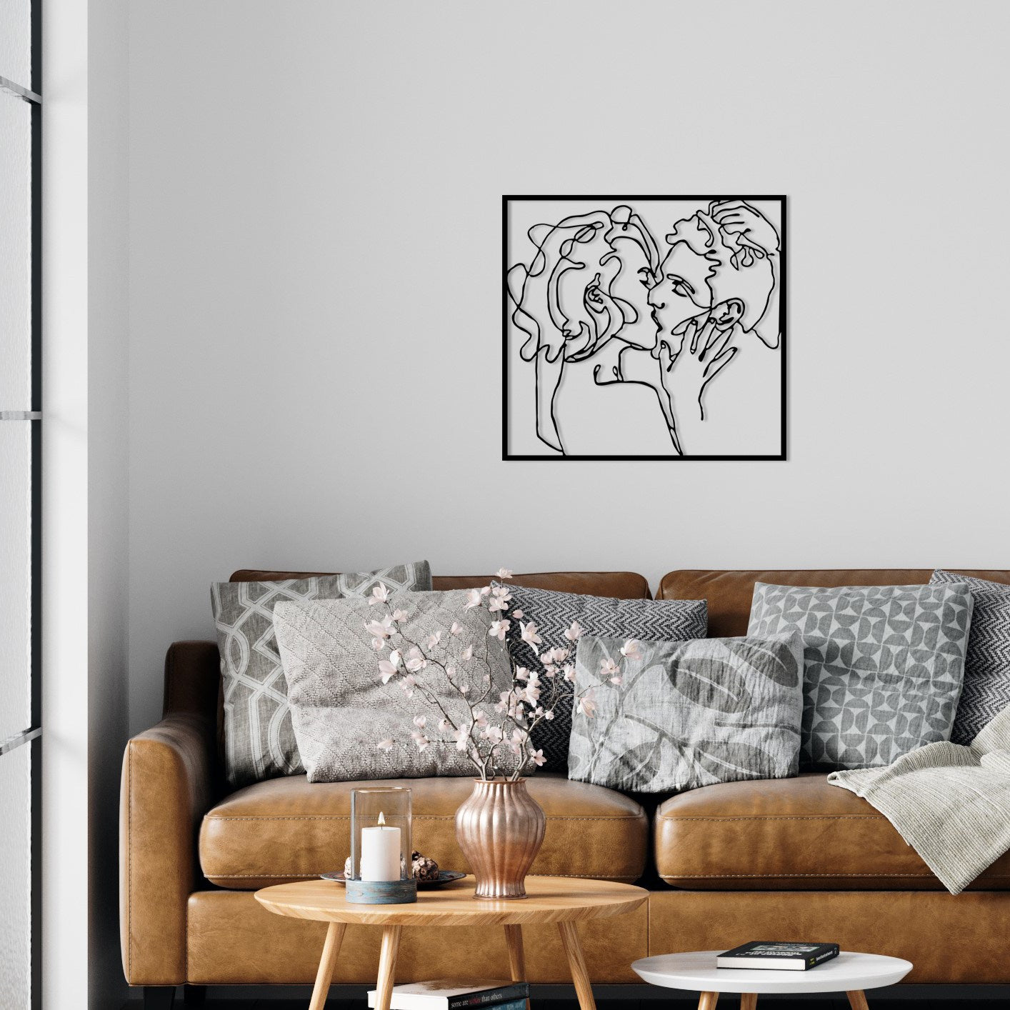 Kiss Me 1 – Decoração de Parede em Metal Preto (64x60 cm, 1,2 mm)