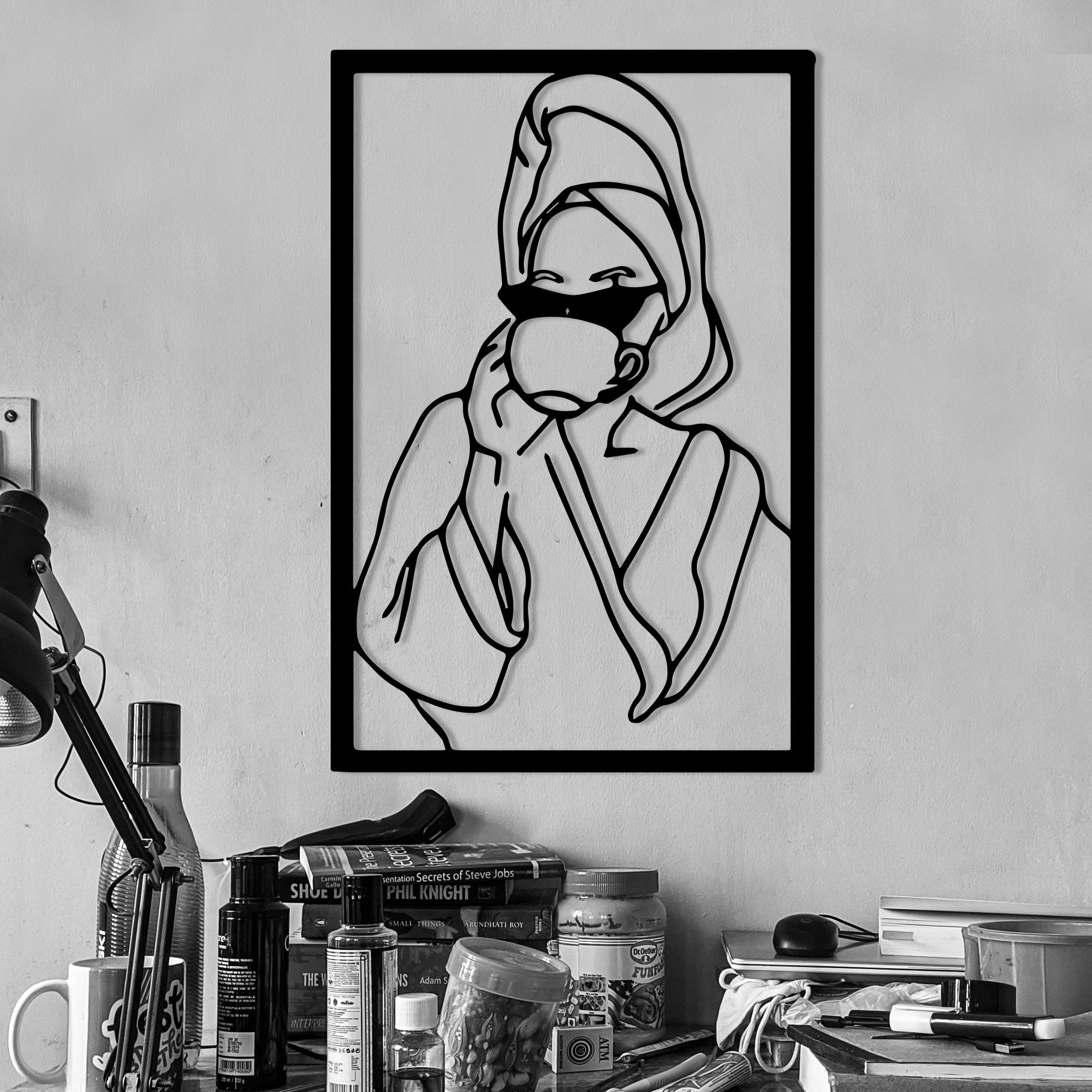 Coffee Time – Decoração de Parede em Metal Preto 33 x 50 cm