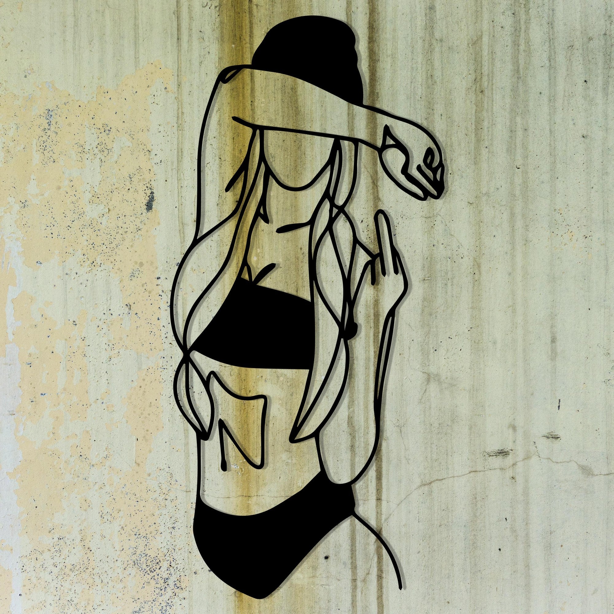 Cool Woman 2 – Acessório Decorativo de Parede em Metal, Preto, 28,5 x 60 cm, 100% metal (1,2 mm), 1,094 kg