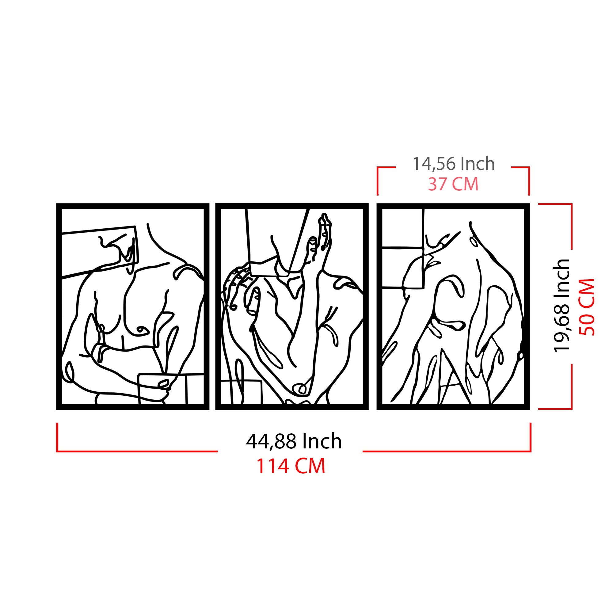 Cool Man 3 – Acessório Decorativo de Parede em Metal Preto, 114x50 cm