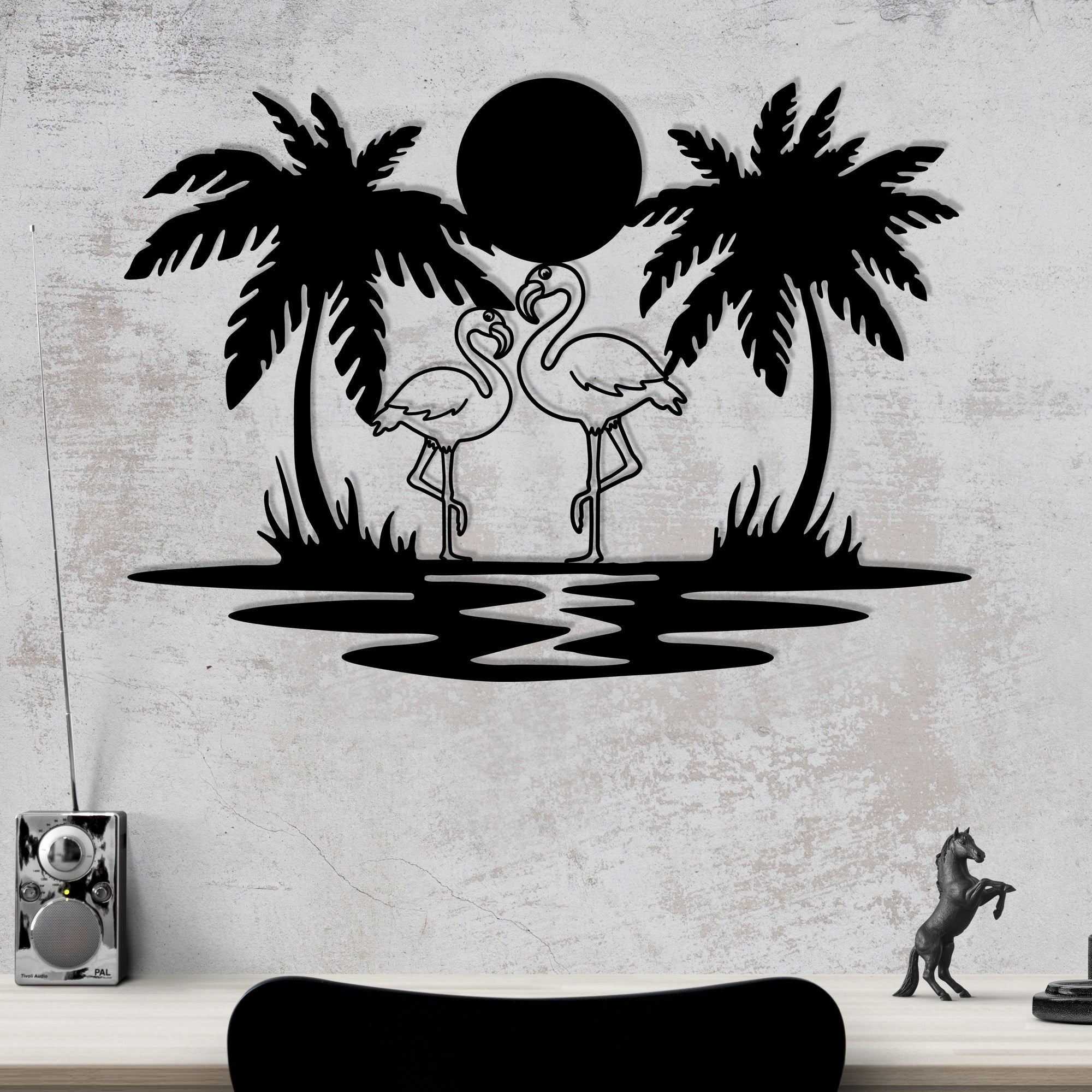 Havai – Acessório Decorativo de Parede em Metal Preto 100%, 60 x 42 cm