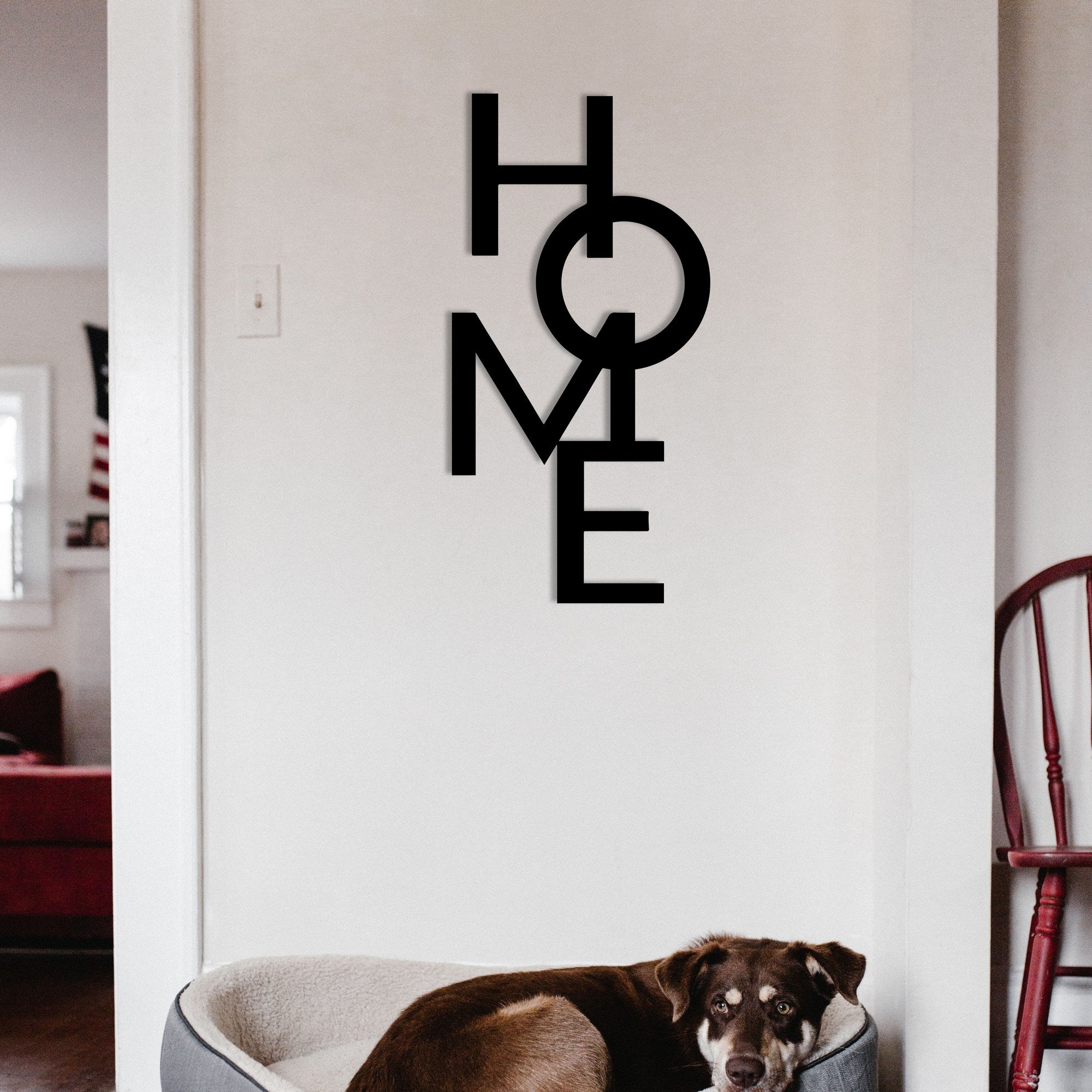 Home 5 – Acessório Decorativo de Parede em Metal, Preto, 34,5 x 68 cm