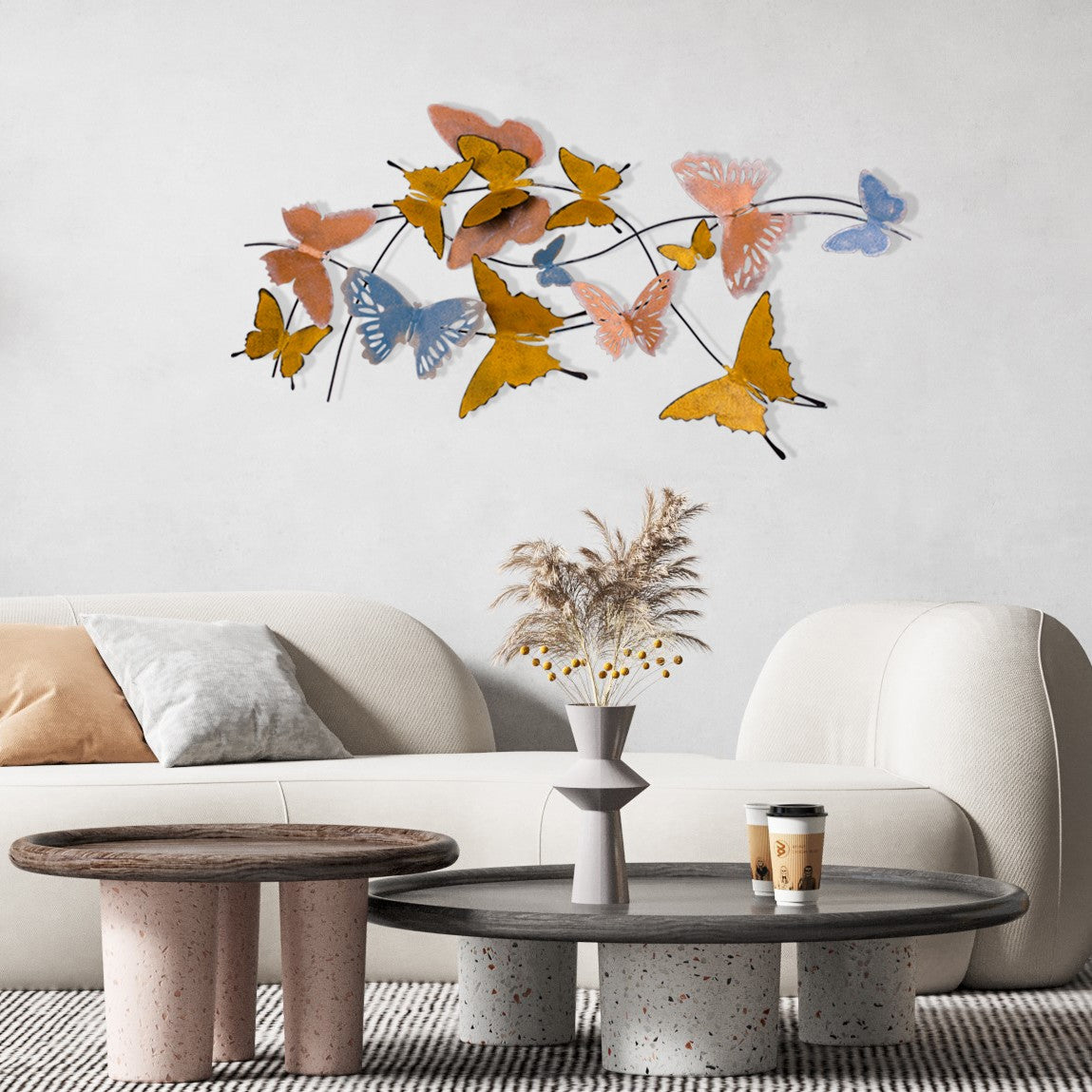 Acessório de parede decorativo de metal feito à mão, 105 x 8 x 57 cm | 100% metal, 0,8 mm de espessura | Design exclusivo pintado à mão, perfeito para decoração de casa.