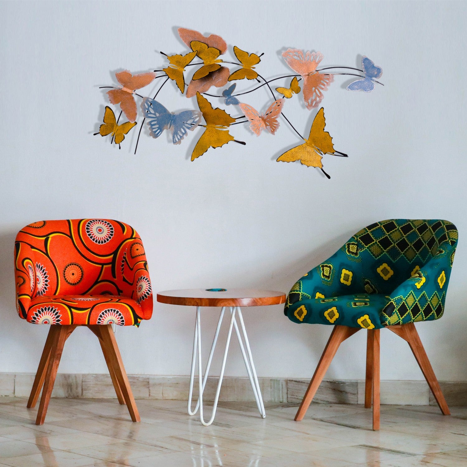 Acessório de parede decorativo de metal feito à mão, 105 x 8 x 57 cm | 100% metal, 0,8 mm de espessura | Design exclusivo pintado à mão, perfeito para decoração de casa.