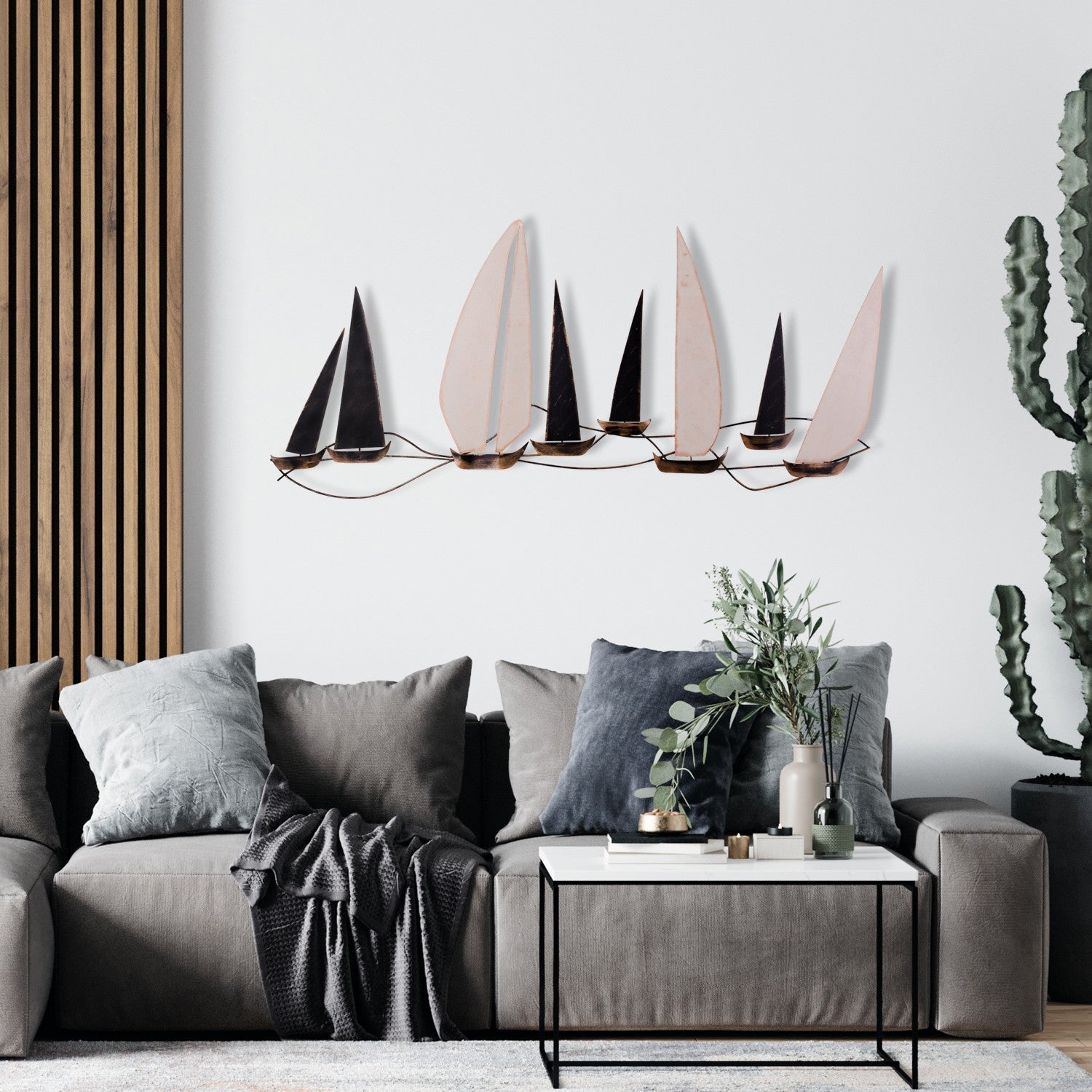 Acessório de parede decorativo de metal feito à mão, 117 x 5 x 52 cm | 100% metal, 0,8 mm de espessura | Design exclusivo pintado à mão, perfeito para decoração de casa.