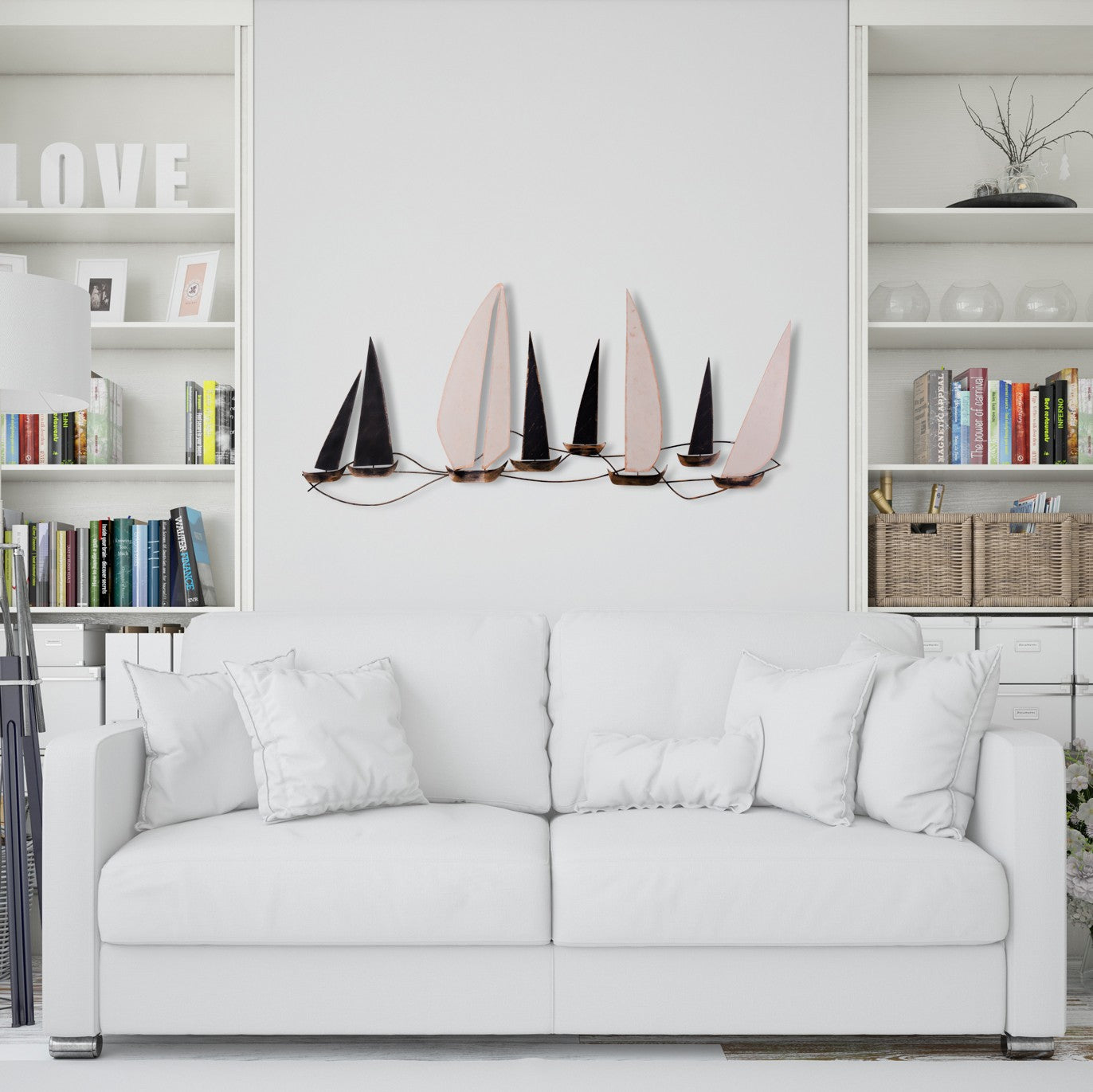 Acessório de parede decorativo de metal feito à mão, 117 x 5 x 52 cm | 100% metal, 0,8 mm de espessura | Design exclusivo pintado à mão, perfeito para decoração de casa.