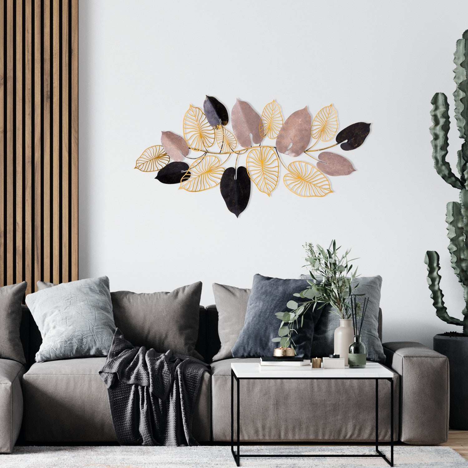 Acessório de parede decorativo de metal feito à mão, 120 x 7 x 61 cm | 100% metal, 0,8 mm de espessura | Design exclusivo pintado à mão, perfeito para decoração de casa!