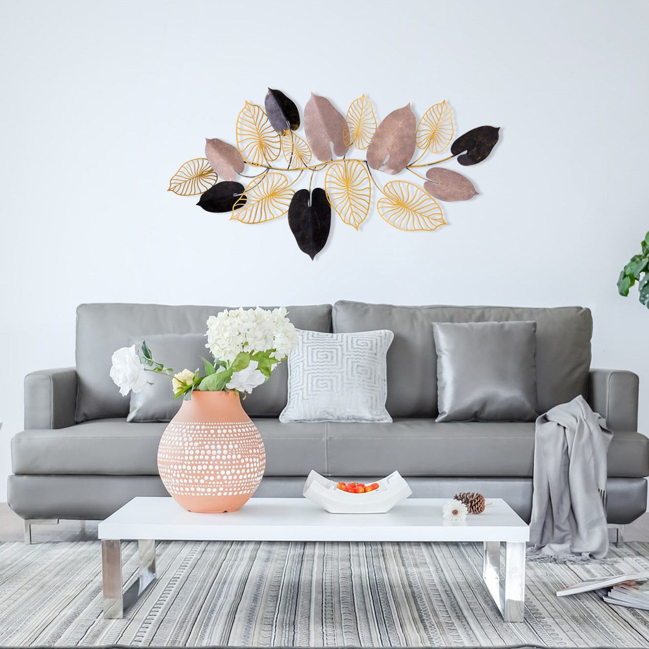 Acessório de parede decorativo de metal feito à mão, 120 x 7 x 61 cm | 100% metal, 0,8 mm de espessura | Design exclusivo pintado à mão, perfeito para decoração de casa!