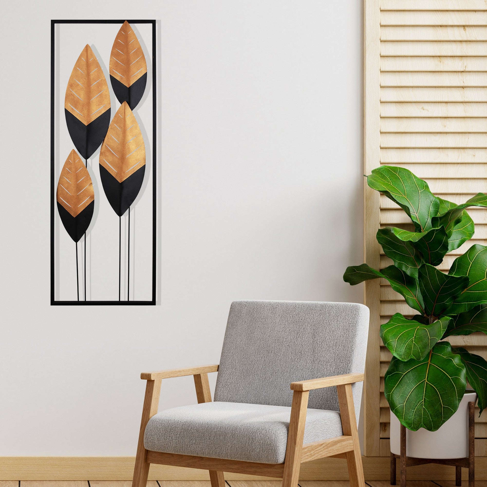 Acessório de parede decorativo de metal pintado à mão, 32 x 5 x 90 cm | 100% metal, 0,8 mm de espessura | Variações de cores exclusivas para uma decoração elegante para sua casa