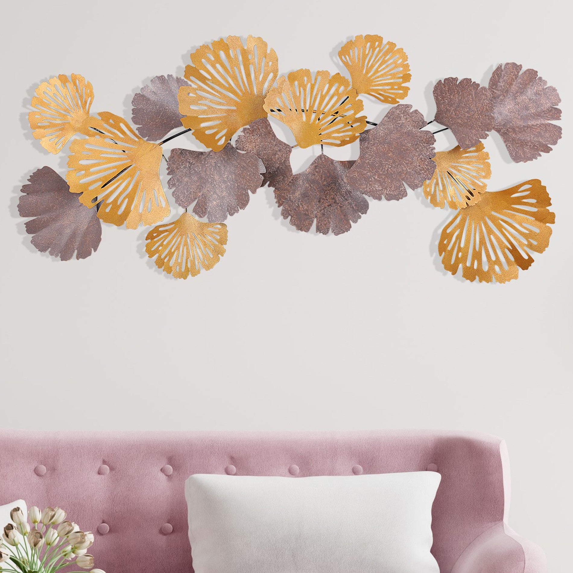 Acessório de parede decorativo de metal feito à mão, 130 x 6 x 60 cm | 100% metal, 0,8 mm de espessura | Design exclusivo pintado à mão, perfeito para decoração de casa