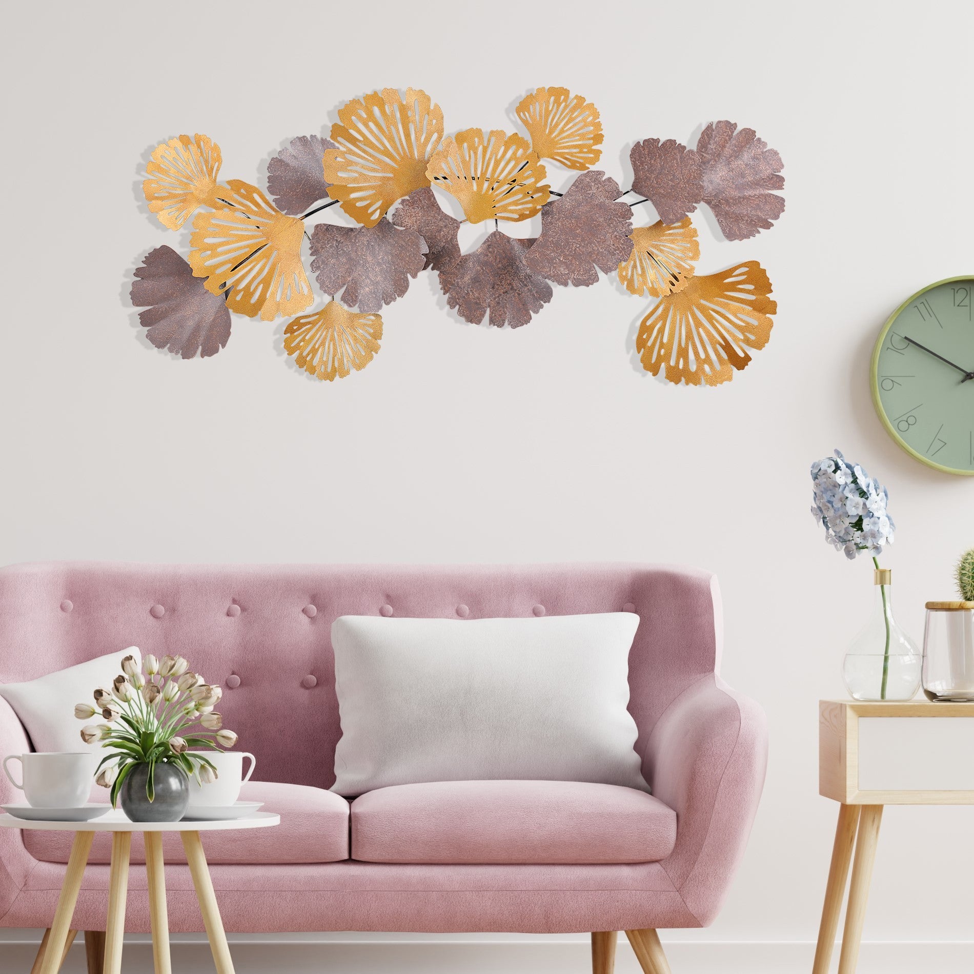 Acessório de parede decorativo de metal feito à mão, 130 x 6 x 60 cm | 100% metal, 0,8 mm de espessura | Design exclusivo pintado à mão, perfeito para decoração de casa