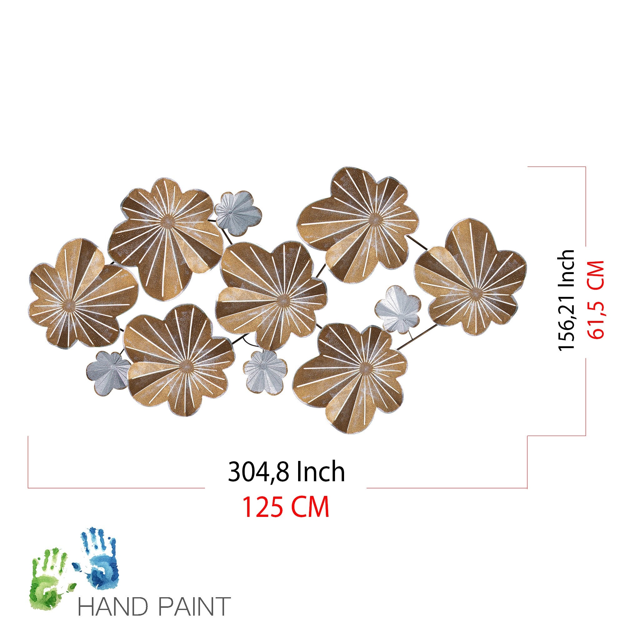 Kadem 2 – Acessório Decorativo de Parede em Metal Multicolor, 125 x 14 x 61,5 cm