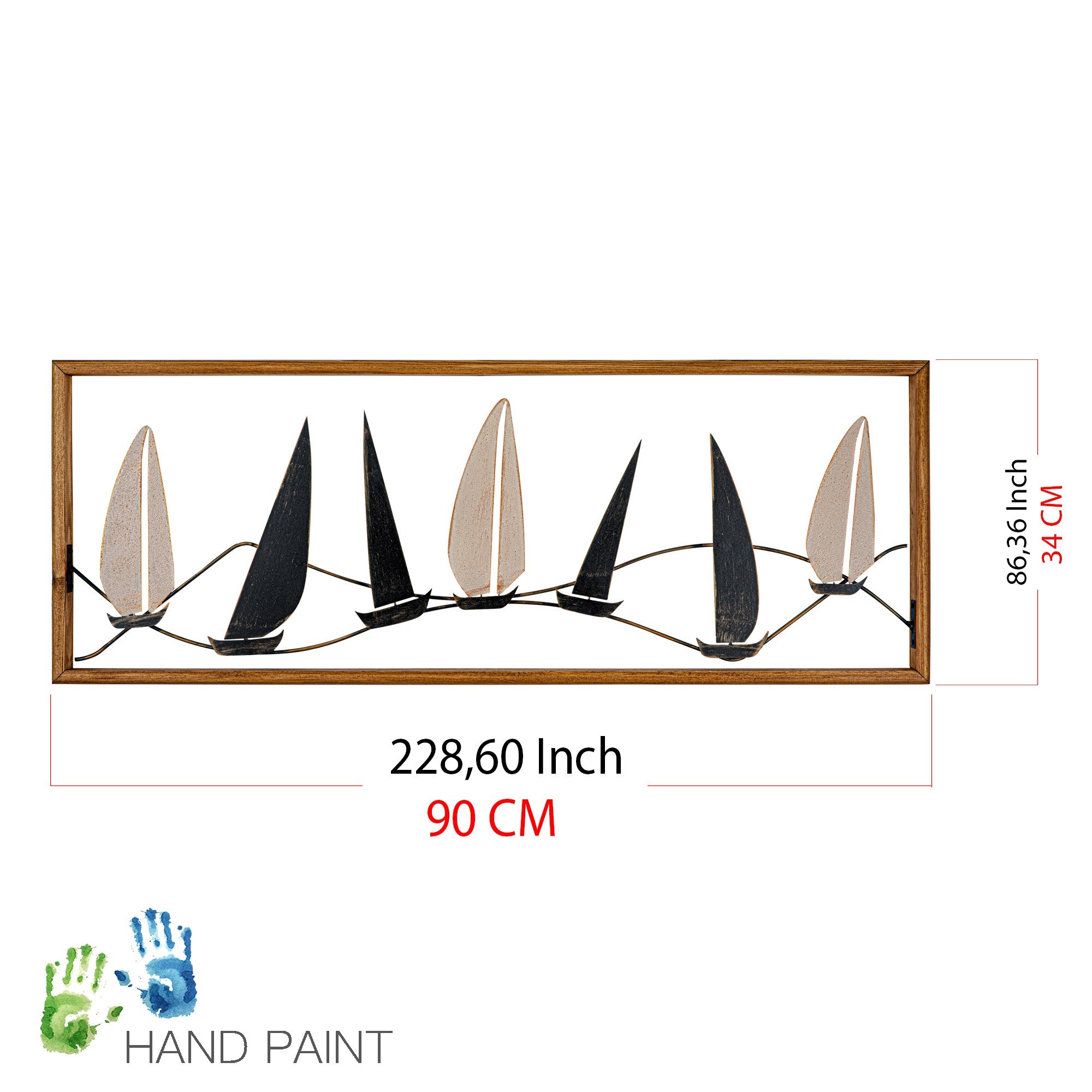 Guzelce – Acessório Decorativo de Parede em Metal Multicolor (100%), 90 x 3,5 x 34 cm
