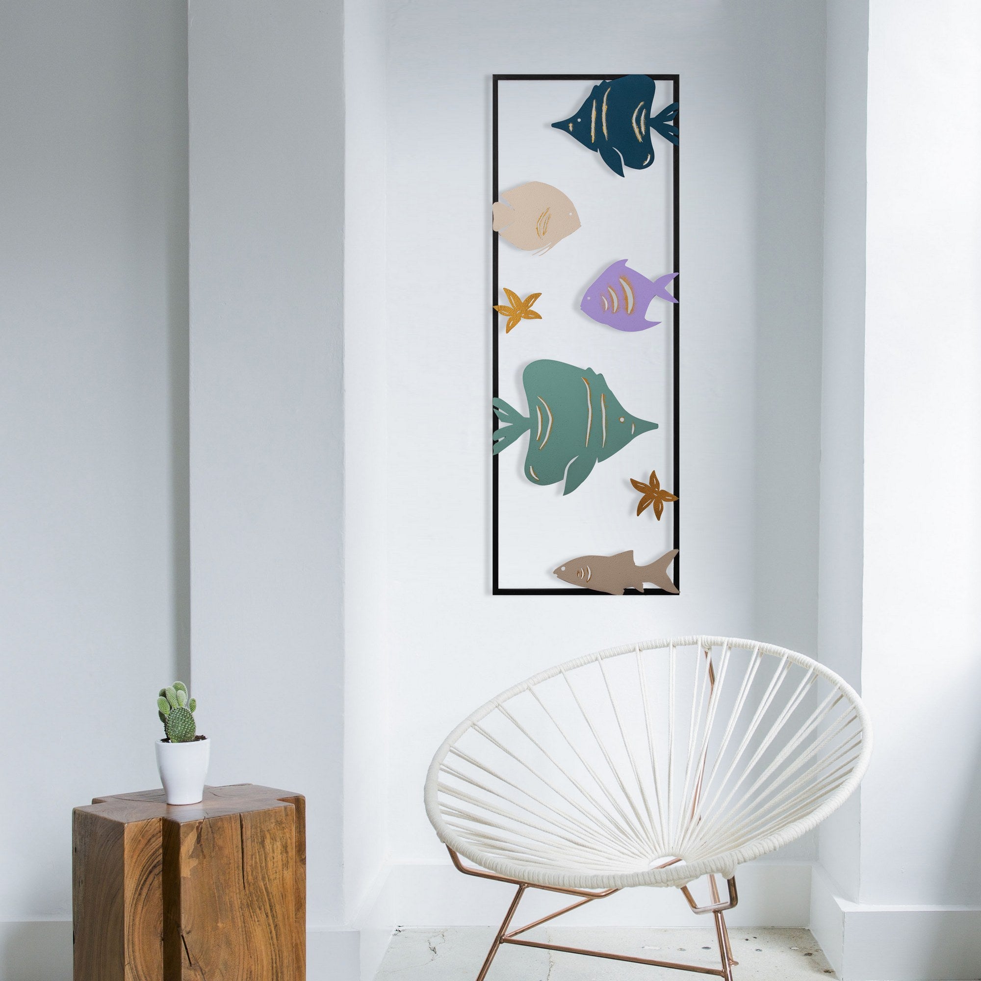 Aquarium - 1 Acessório Decorativo em Metal Multicolor, 32x5x90 cm, 100% Metal (0,8 mm), 1,442 kg