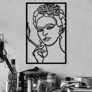 Kahlo — Arte de Parede 100% Metal, Preto, 34 x 52 cm