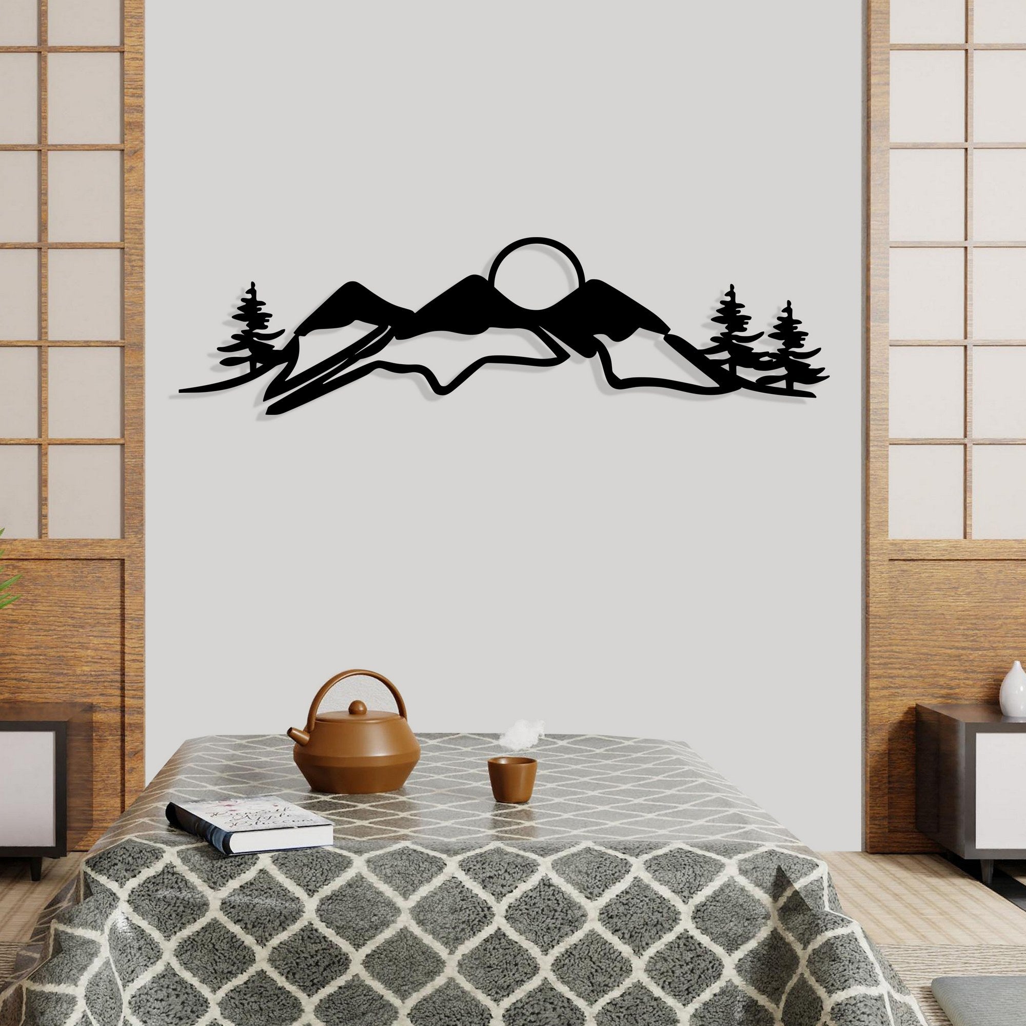 Snowtain Acessório Decorativo de Parede em Metal - Preto, 106 x 29 cm