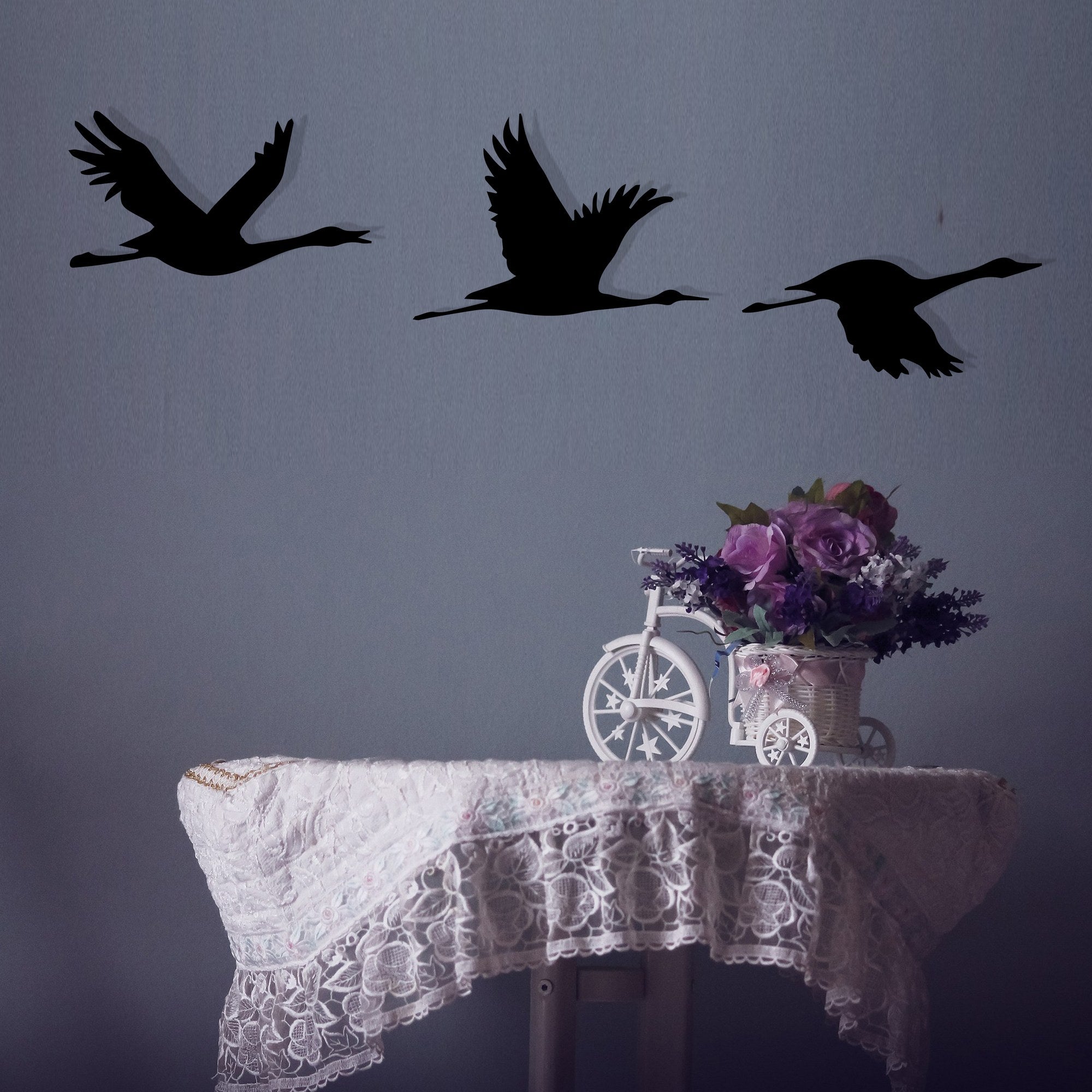 Aves Decorativas de Parede em Metal Preto “Mallard” – Conjunto de 3 Peças, 1,2 mm