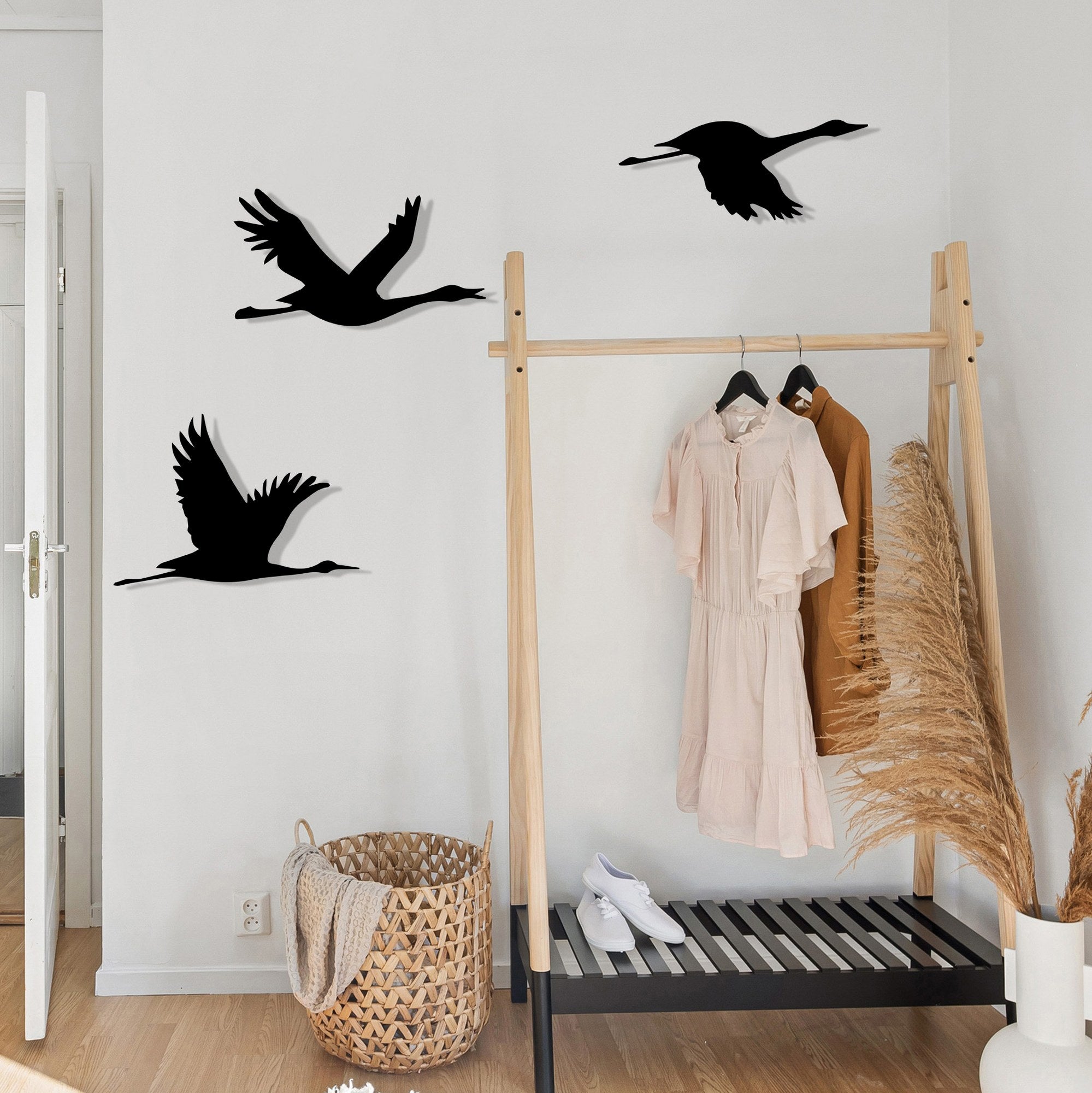 Aves Decorativas de Parede em Metal Preto “Mallard” – Conjunto de 3 Peças, 1,2 mm