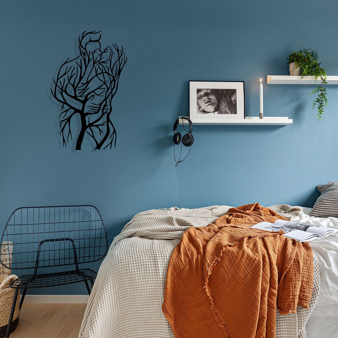 Painel Decorativo em Metal "Romance" – Preto, 37x58 cm (1,2 mm)