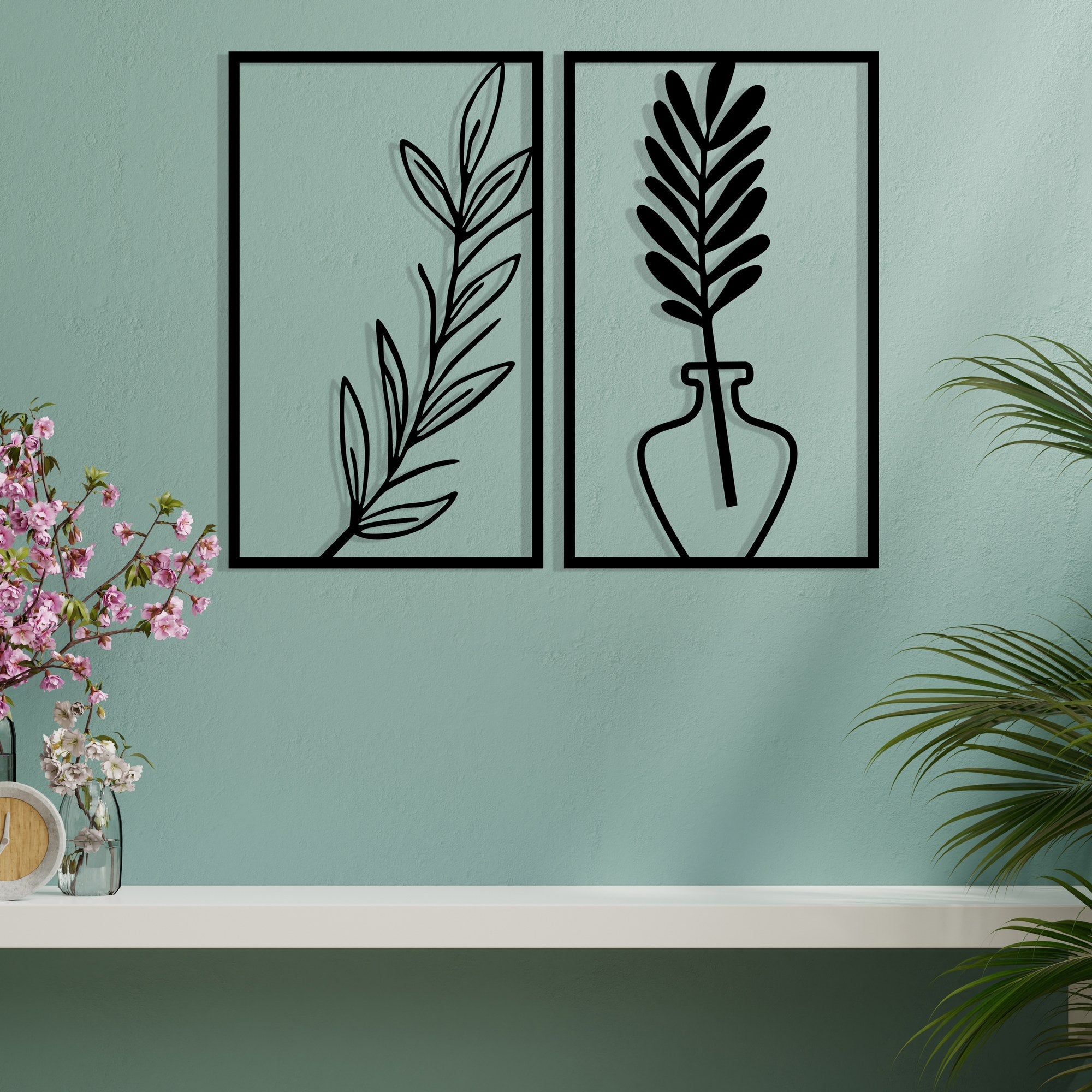 Bohem Acessório Decorativo de Parede em Metal Preto 38,5 x 63,5 cm (2 Peças, 1,2 mm)