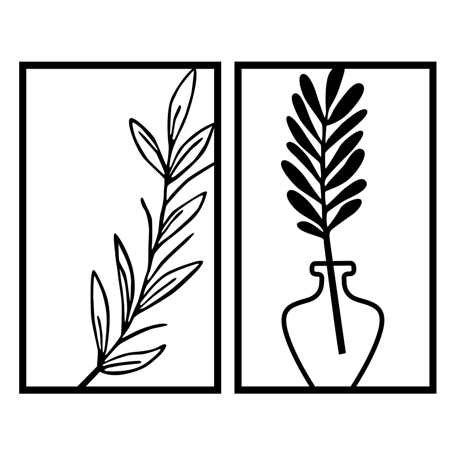Bohem Acessório Decorativo de Parede em Metal Preto 38,5 x 63,5 cm (2 Peças, 1,2 mm)