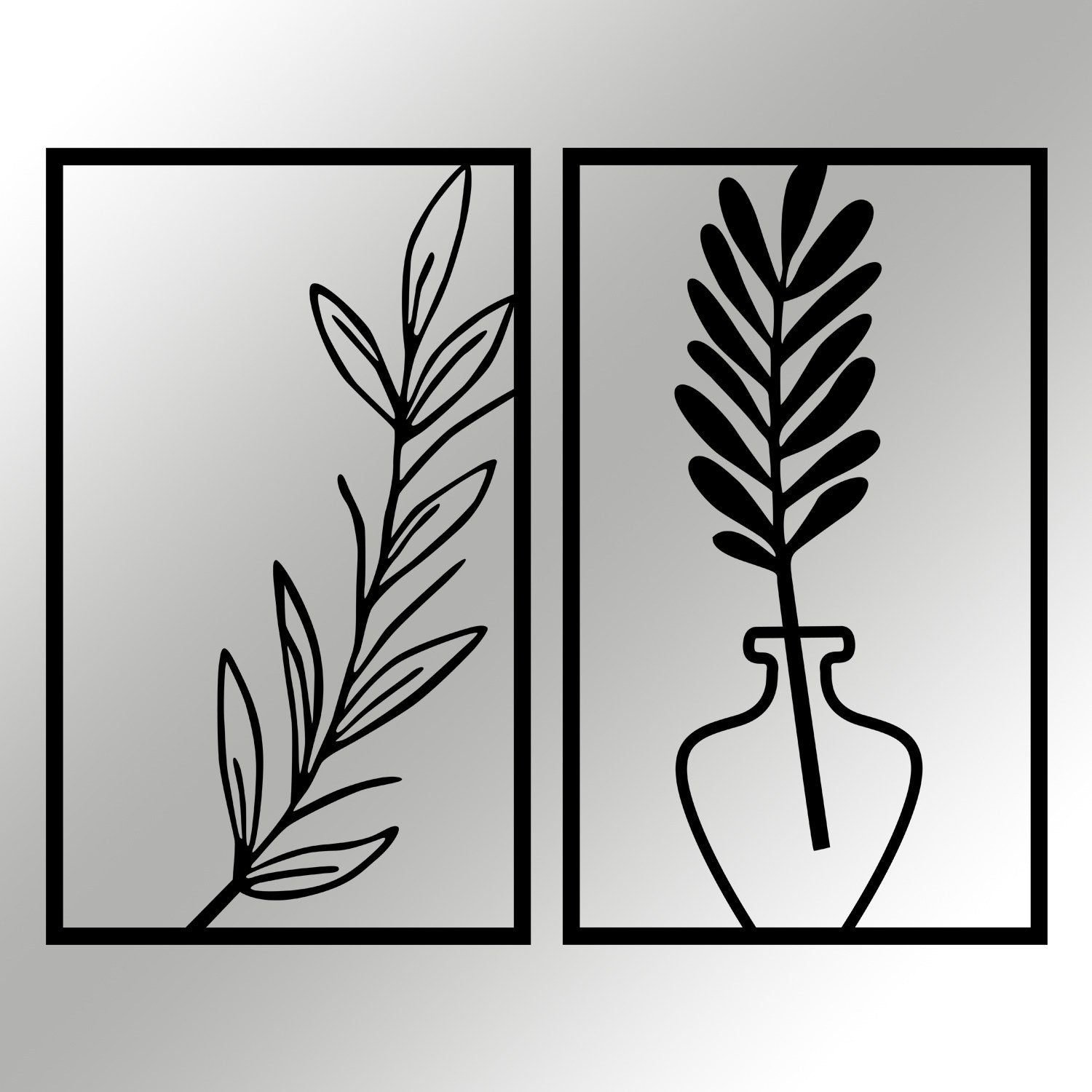Bohem Acessório Decorativo de Parede em Metal Preto 38,5 x 63,5 cm (2 Peças, 1,2 mm)