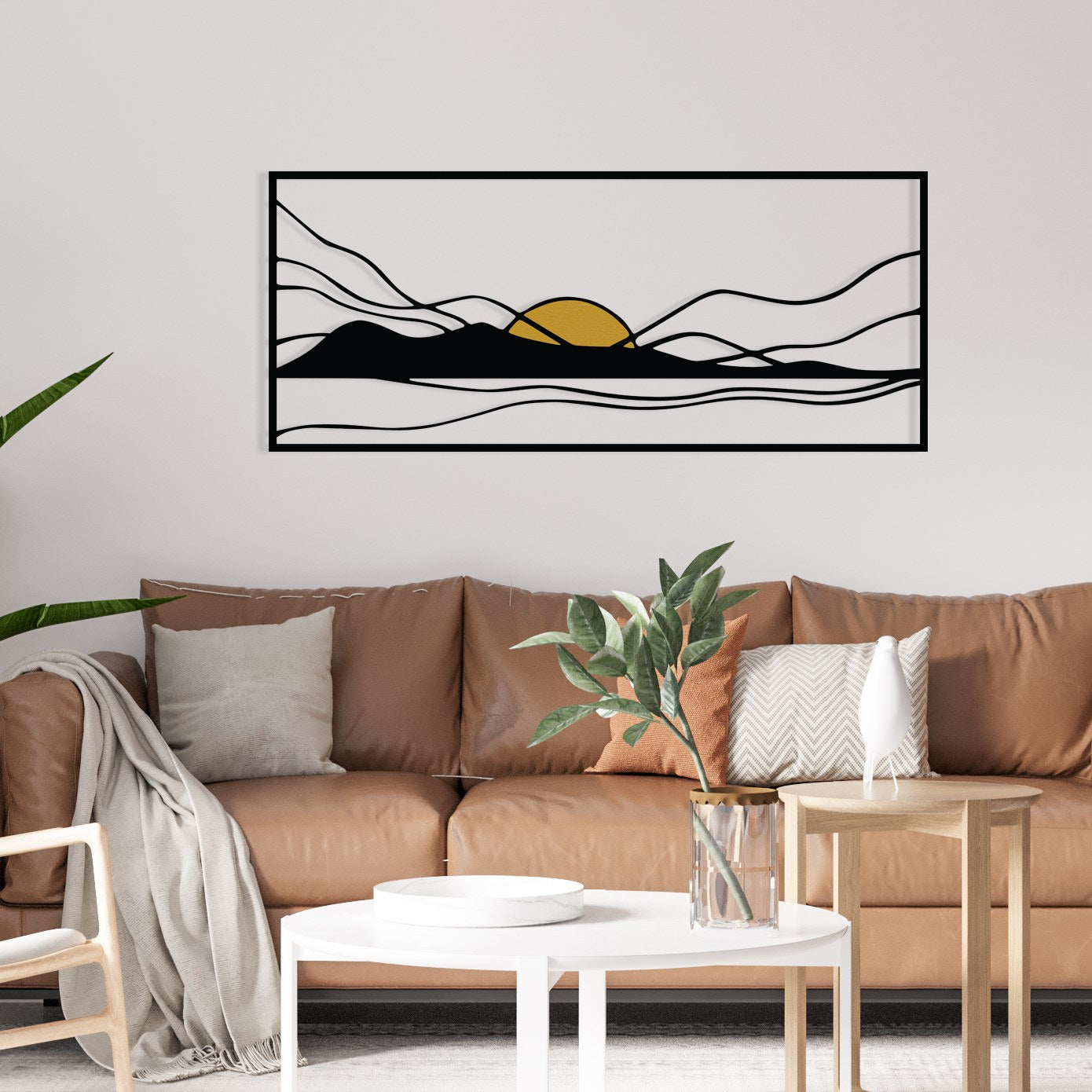 Cerro — Acessório Decorativo de Parede Multicolor em Metal e Madeira, 120 x 51 cm