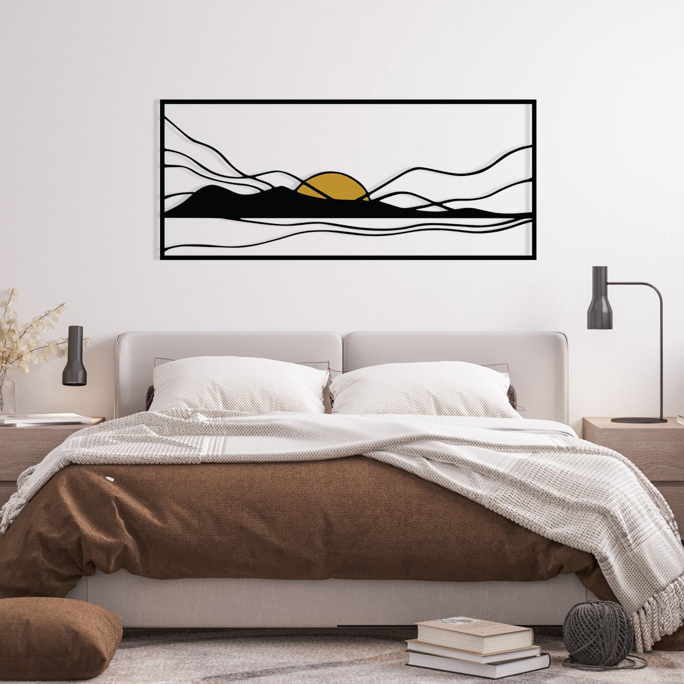 Cerro — Acessório Decorativo de Parede Multicolor em Metal e Madeira, 120 x 51 cm