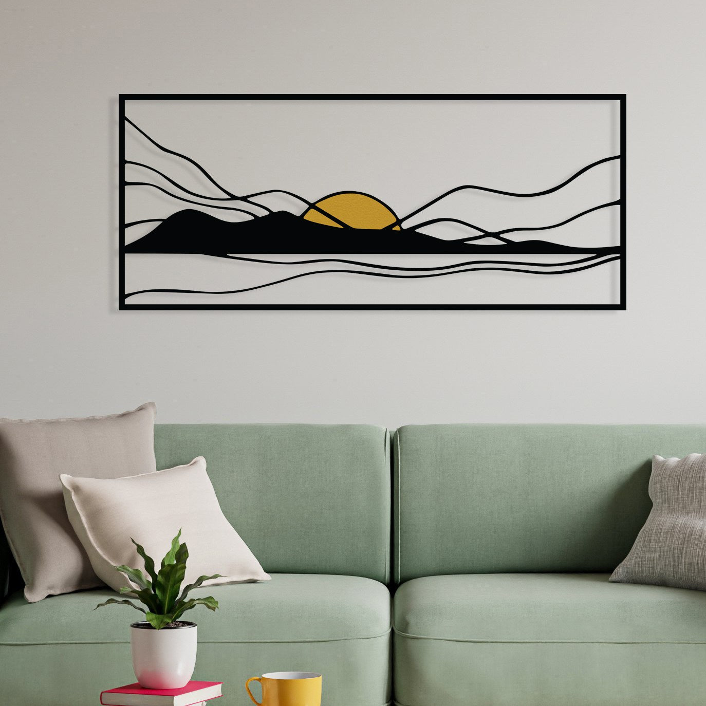 Cerro — Acessório Decorativo de Parede Multicolor em Metal e Madeira, 120 x 51 cm