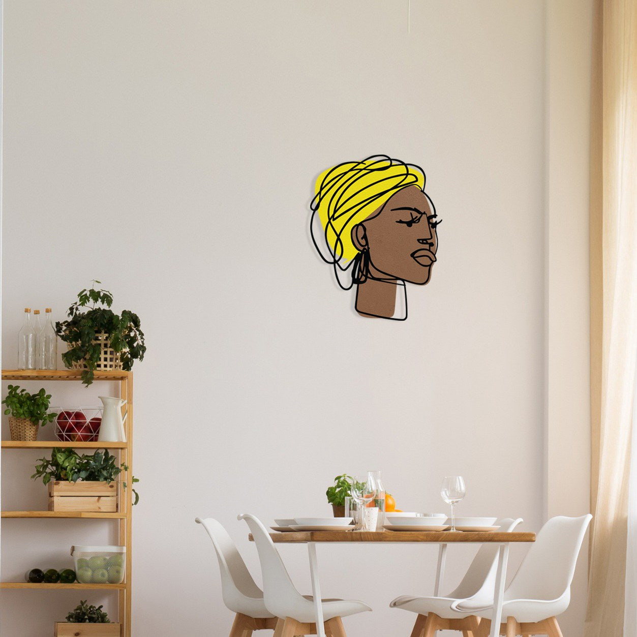 Toua – Acessório Decorativo de Parede em Metal e Madeira, Multicolor, 52,5 x 66 cm