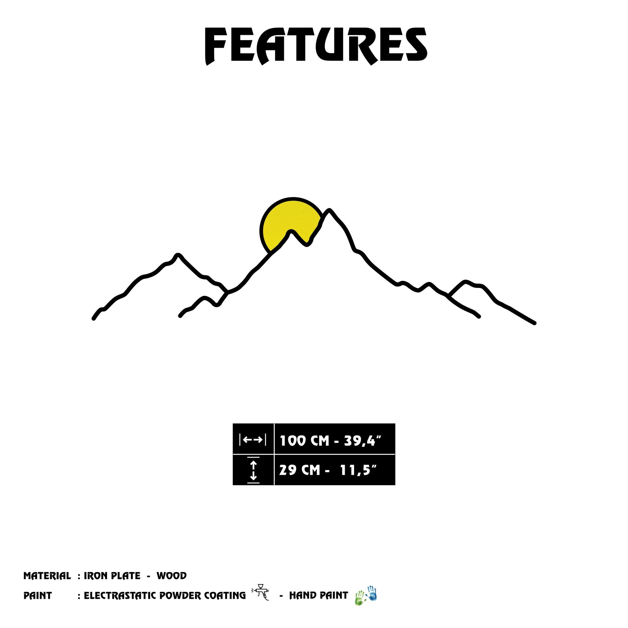 Agri Arte de Parede em Metal e Madeira Multicolor 100 x 29 cm