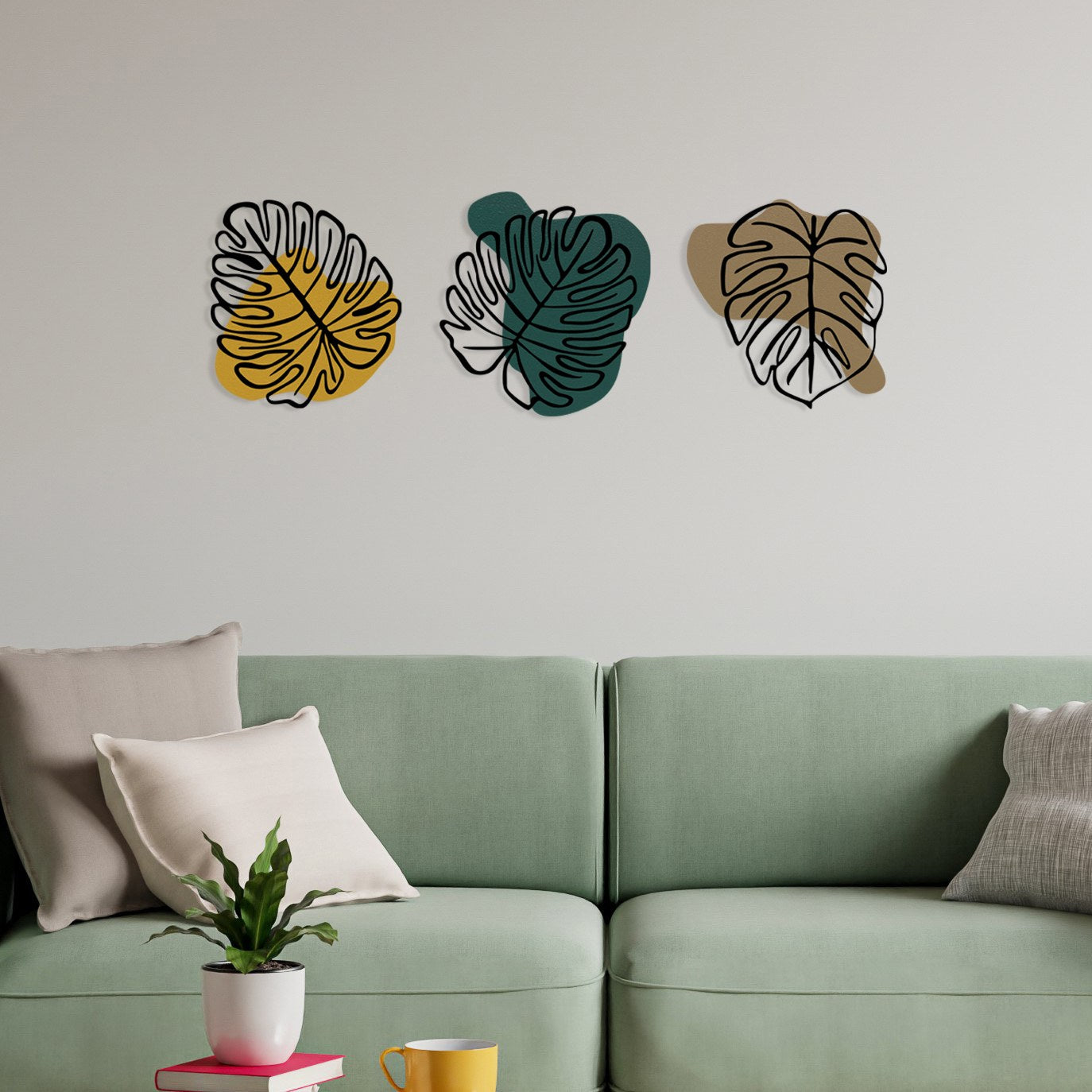 Tropical 8 – Acessório Decorativo de Parede Multicolor em Metal e Madeira (124,5 x 39,5 cm)