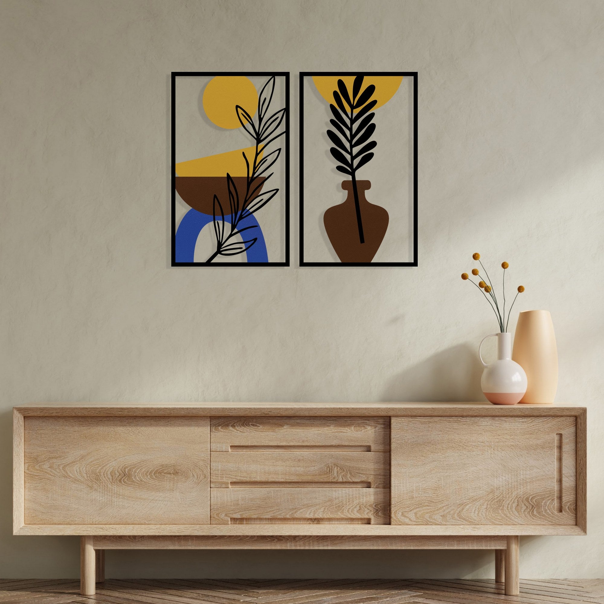 Bohem 9 – Acessório Decorativo de Parede Multicolor em Metal e Madeira, 80,5 x 63,5 cm