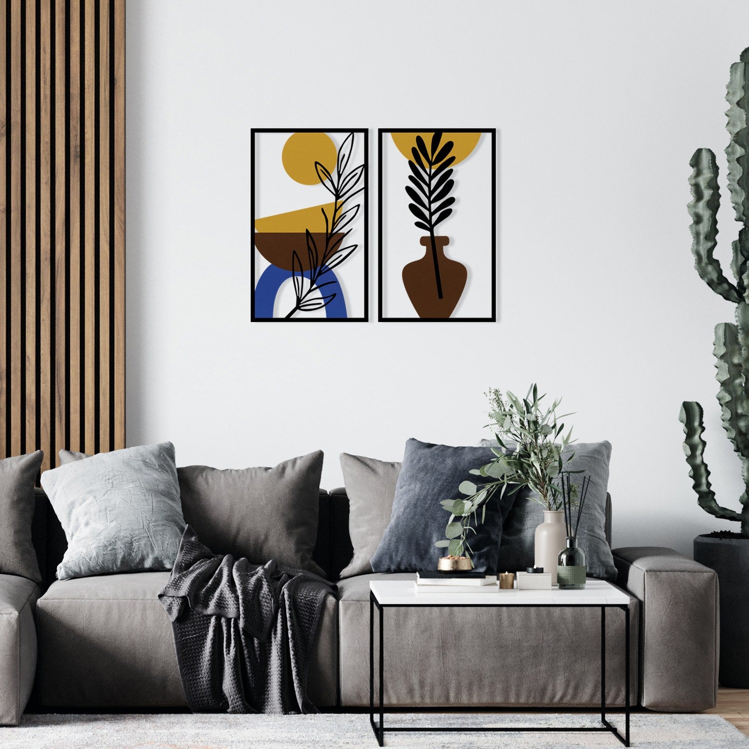 Bohem 9 – Acessório Decorativo de Parede Multicolor em Metal e Madeira, 80,5 x 63,5 cm