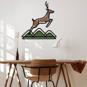 Veado Multicolor – Acessório Decorativo de Parede em Metal e Madeira, 60x65 cm