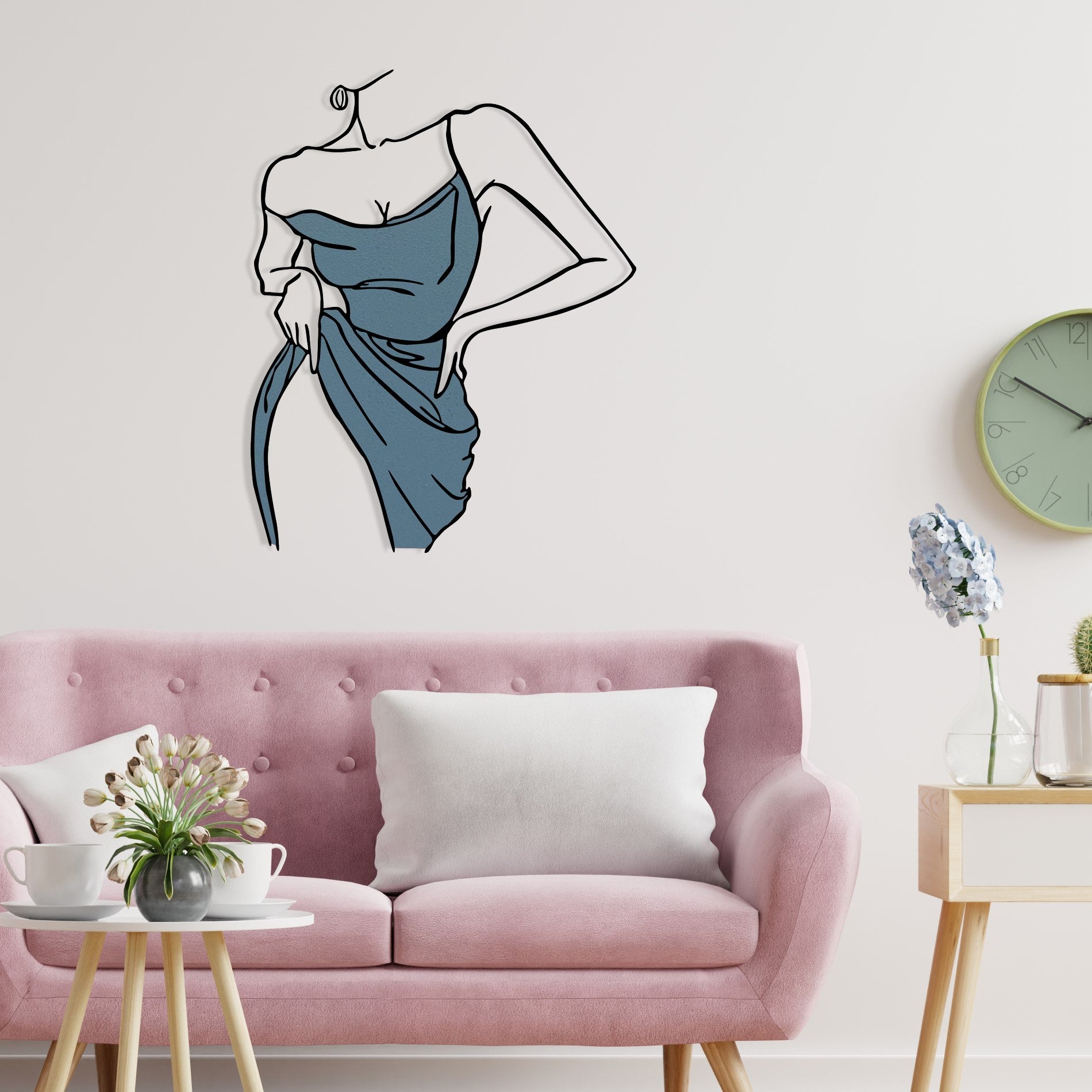 Caroline — Acessório de Parede Decorativo em Metal e Madeira, Multicolor, 56 x 70 cm