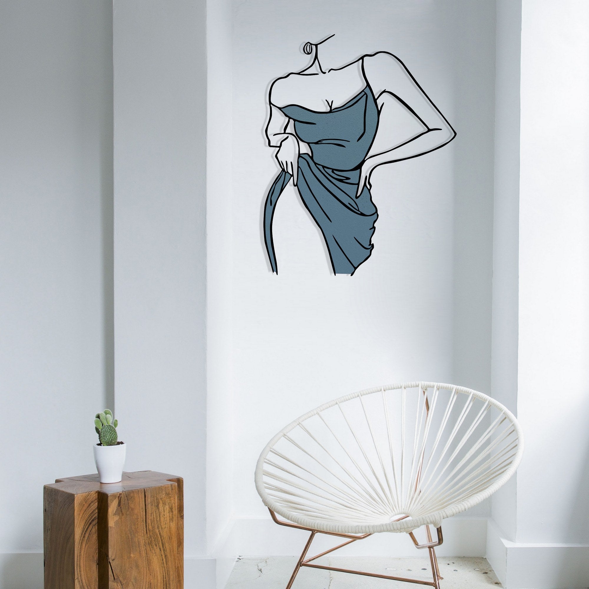 Caroline — Acessório de Parede Decorativo em Metal e Madeira, Multicolor, 56 x 70 cm