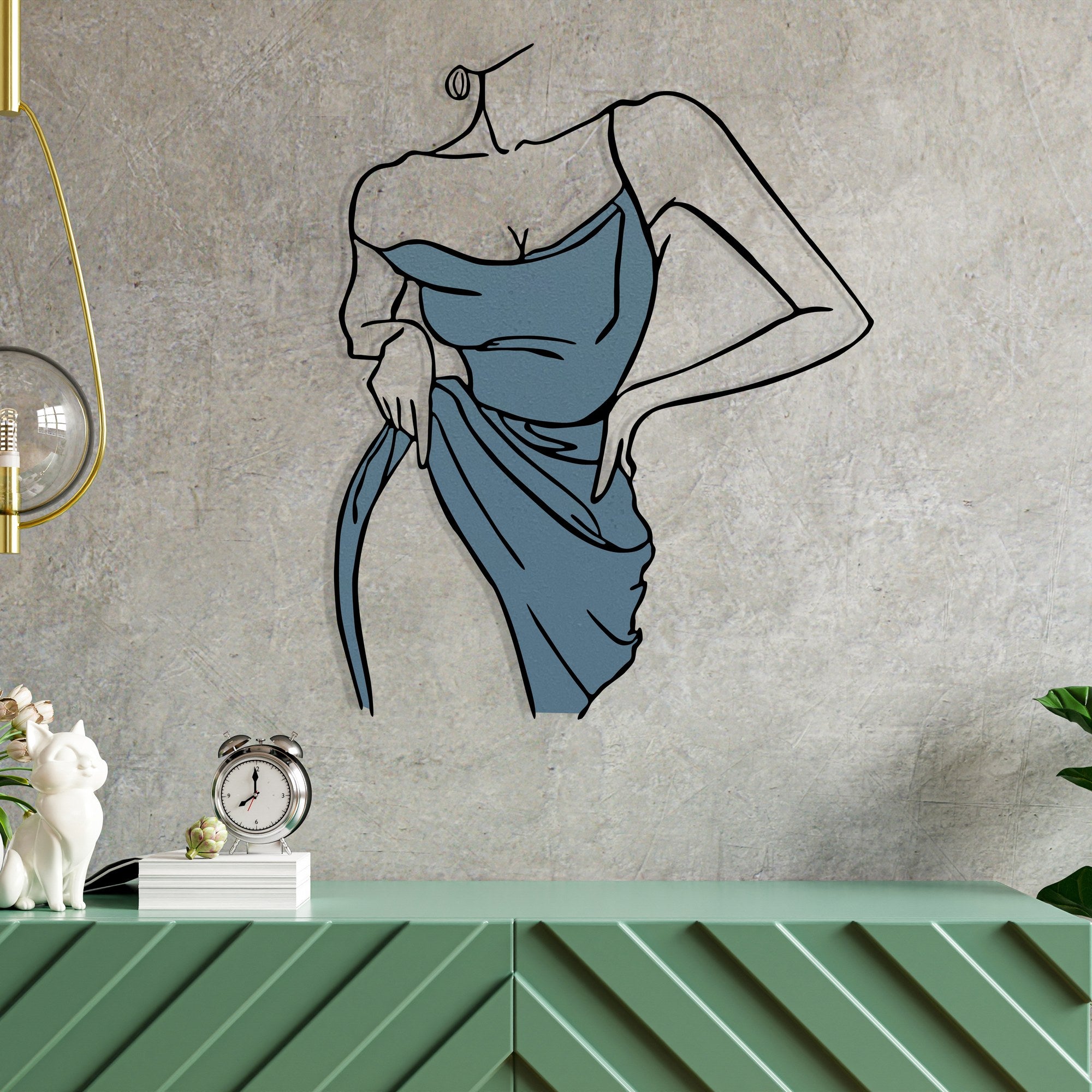 Caroline — Acessório de Parede Decorativo em Metal e Madeira, Multicolor, 56 x 70 cm