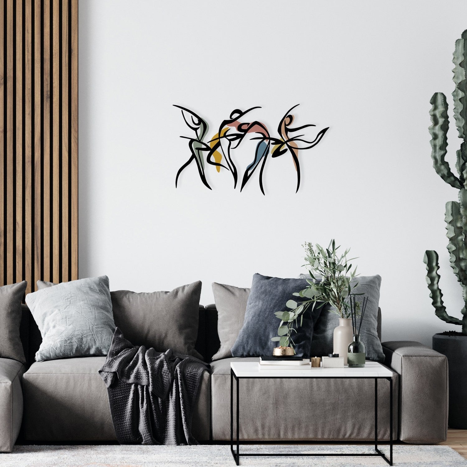 Dance S – Acessório Decorativo de Parede em Metal e Madeira, Multicolor, 65,5 x 38,5 cm